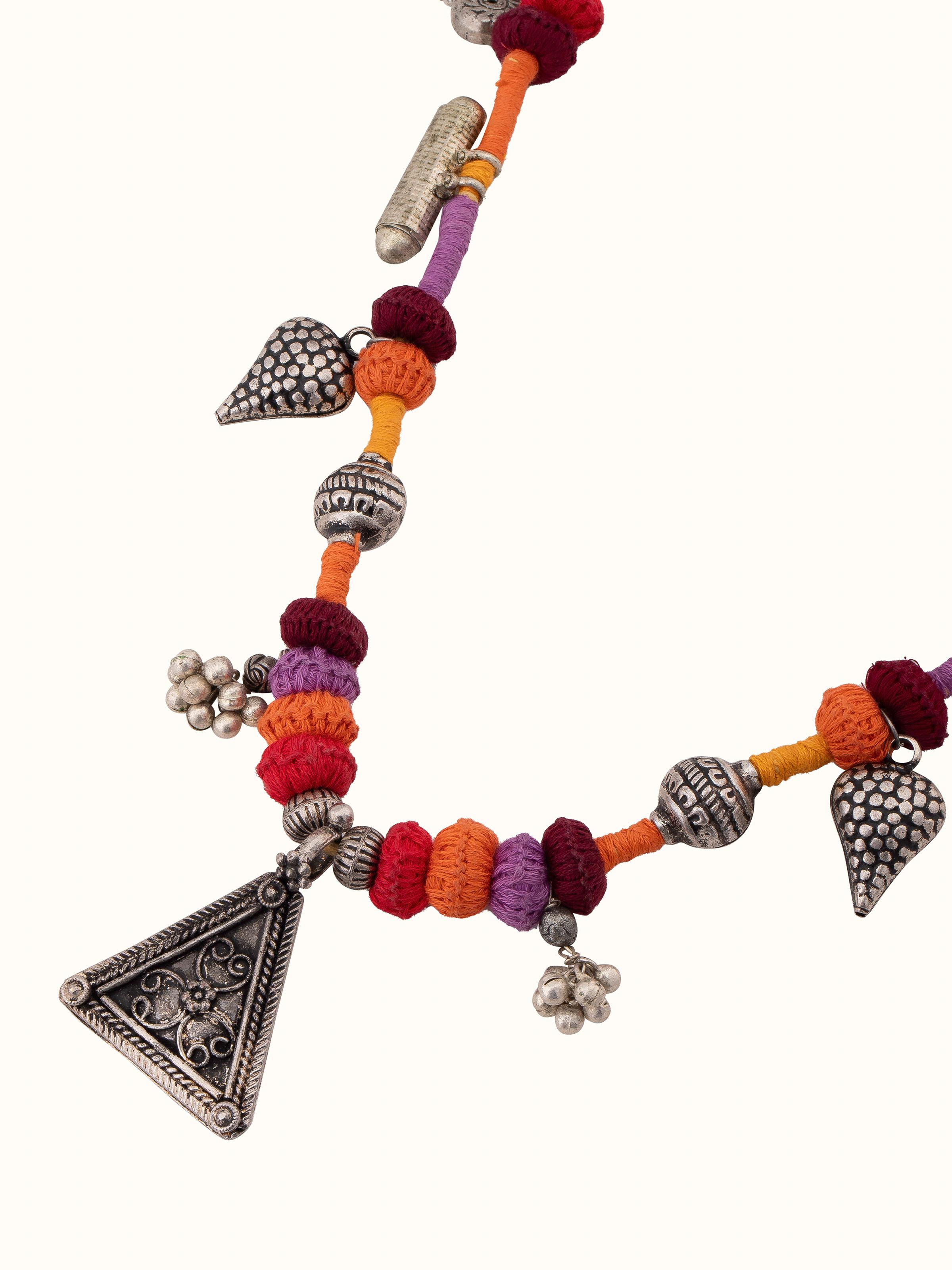 Detailed view of Lambani Collar Necklace focusing on intricate beadwork and design elements.