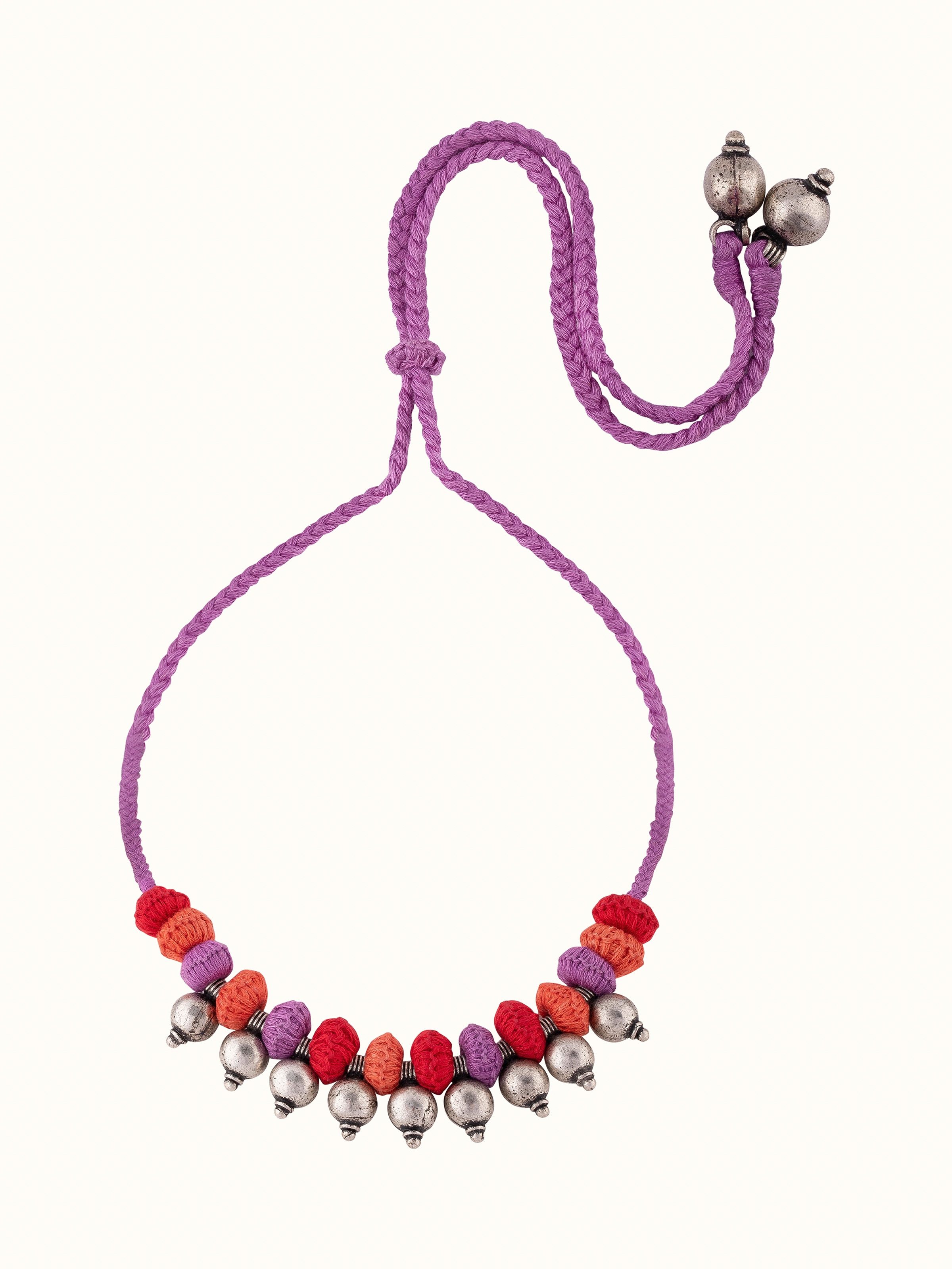 Front view of Lambani Collar Necklace featuring traditional embroidery and design.