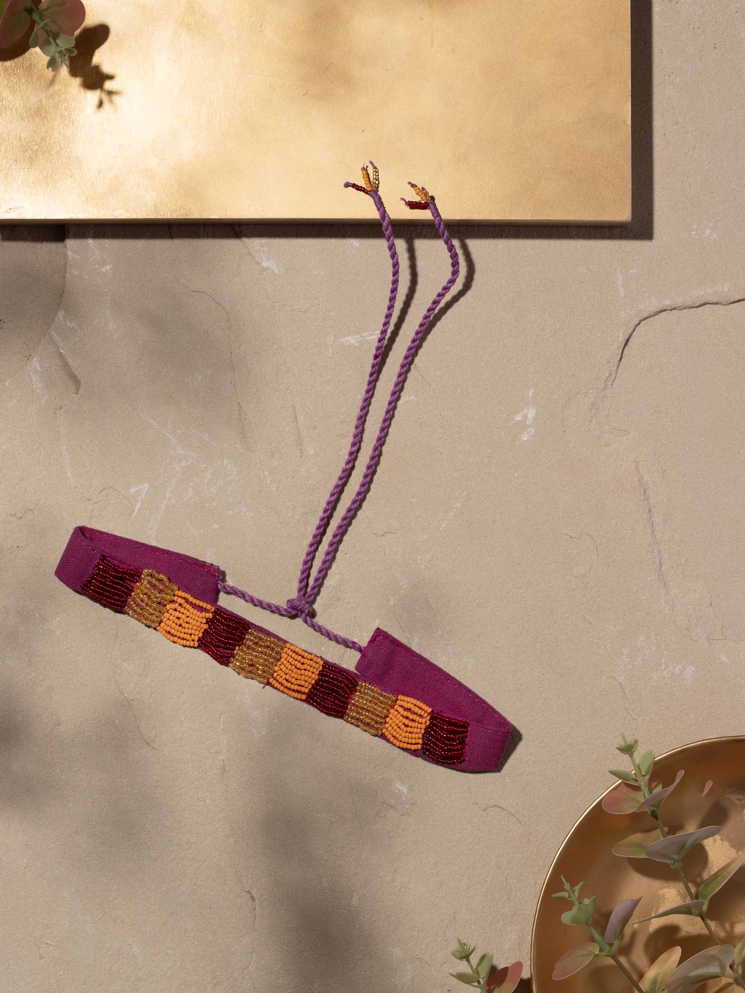 Close-up view of Lambani Choker featuring vibrant beadwork and traditional design elements