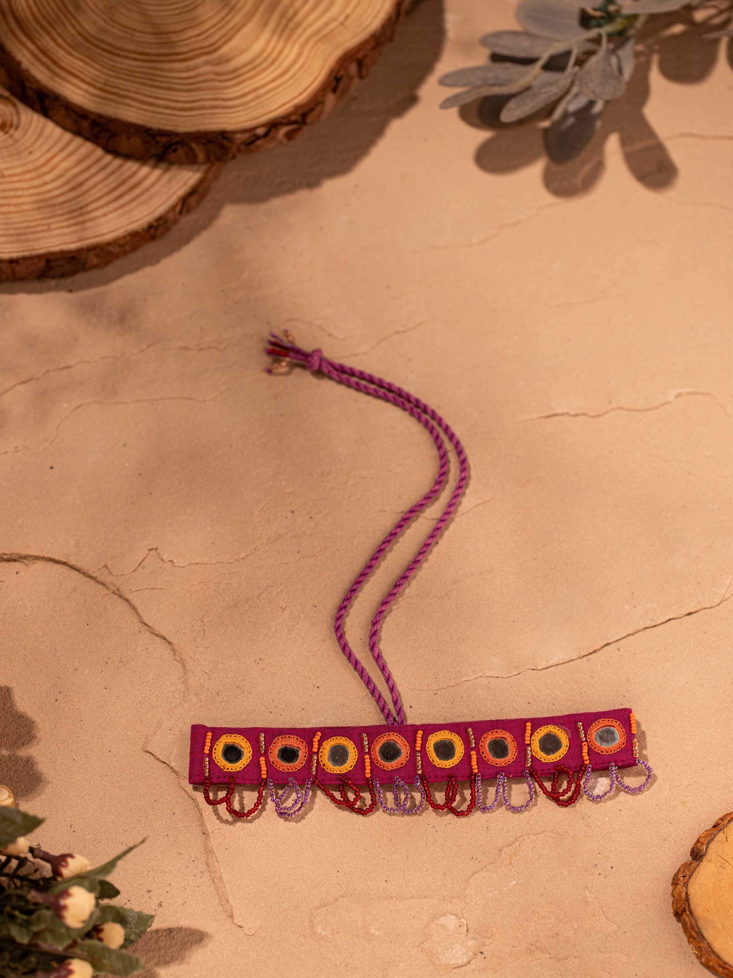 Side view of Lambani Choker showcasing its detailed design and traditional craftsmanship.
