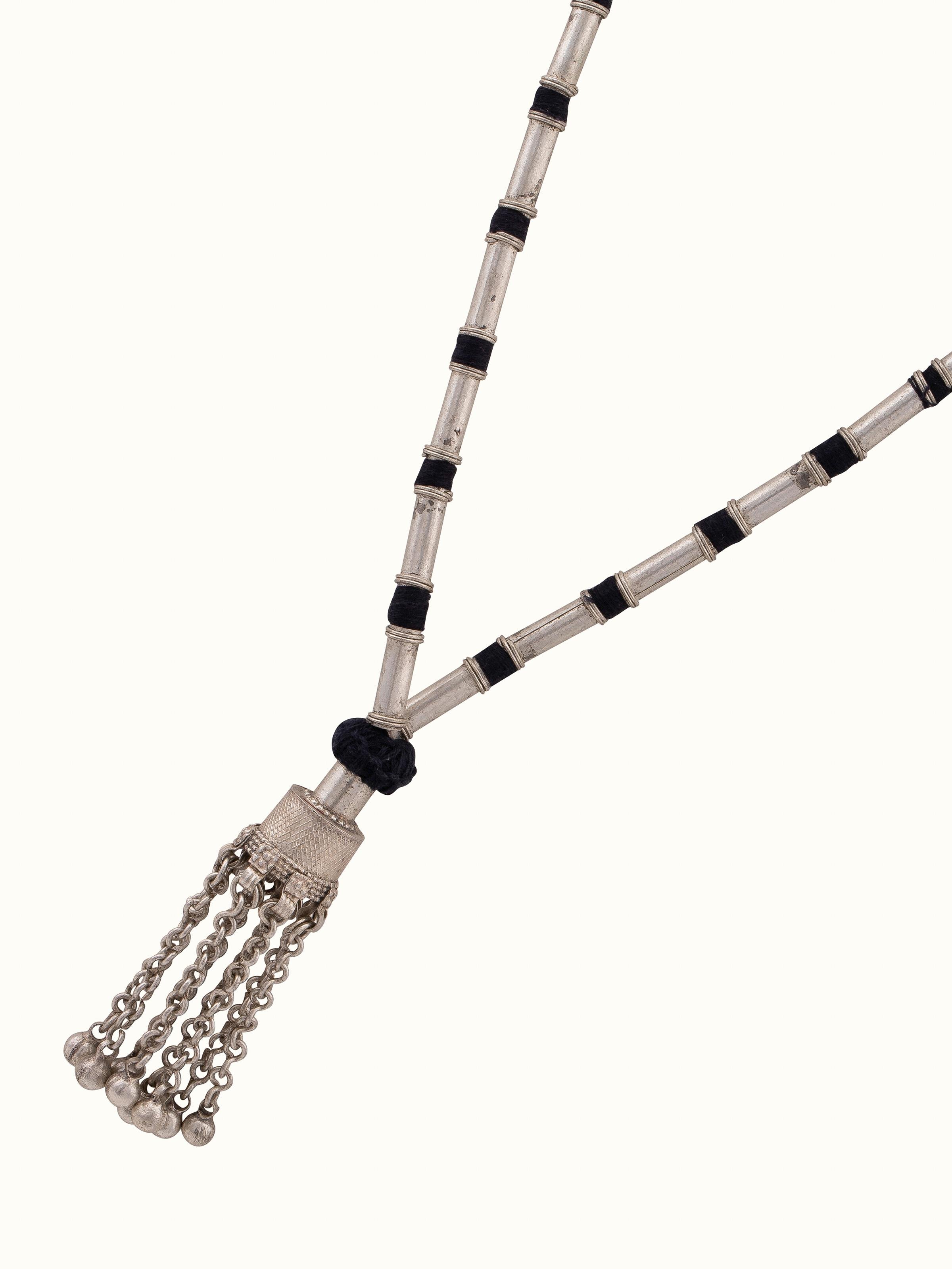 Back view of Lambani Long Necklace featuring the clasp and overall traditional Lambani craftsmanship.