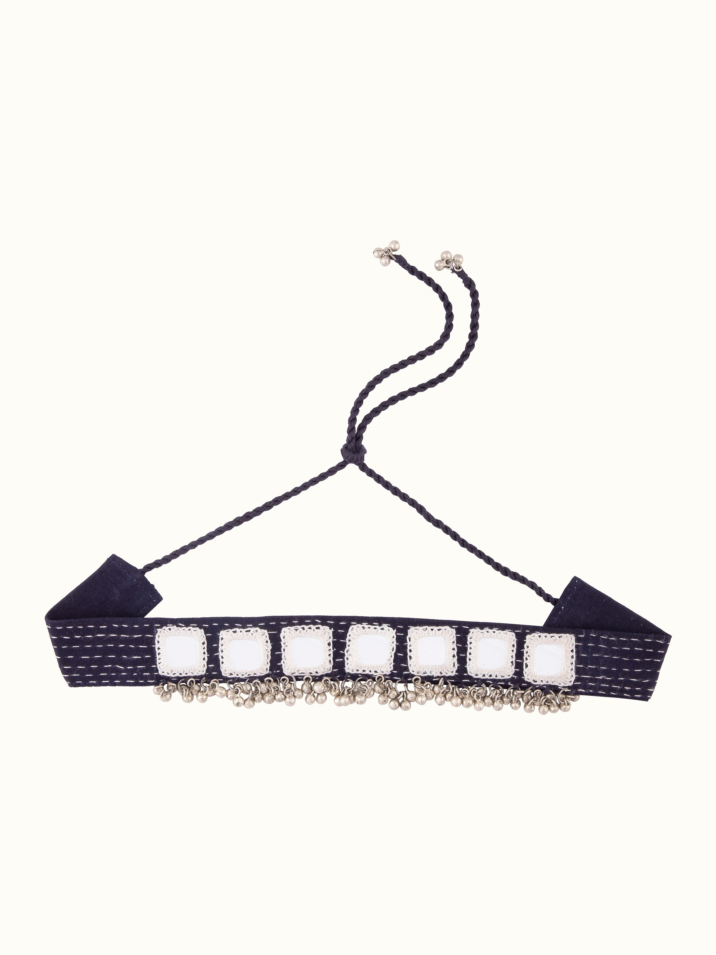 Front view of Lambani choker featuring vibrant beadwork and intricate embroidery