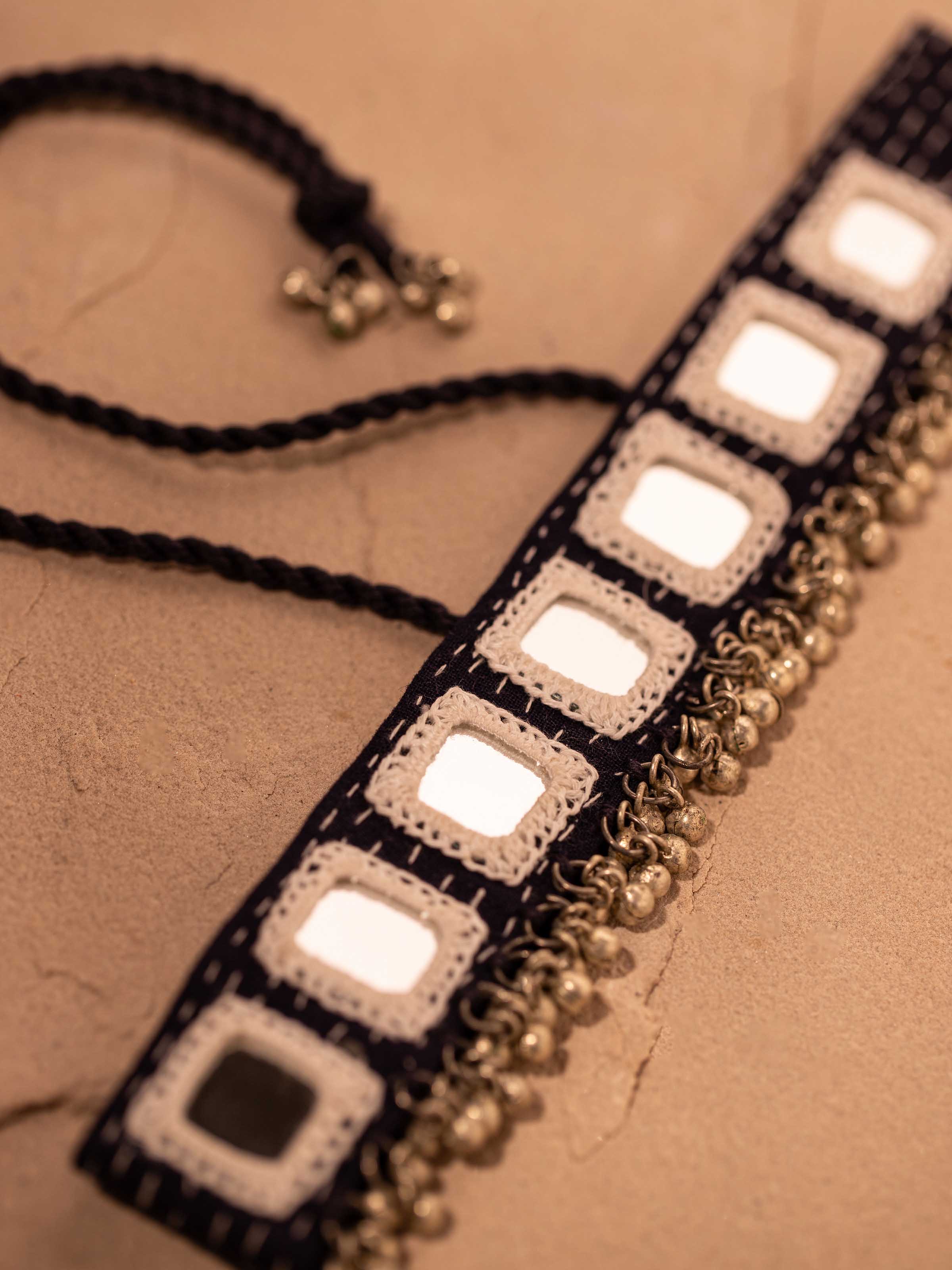 Artistic view of Lambani choker showcasing colorful bead and embroidery design