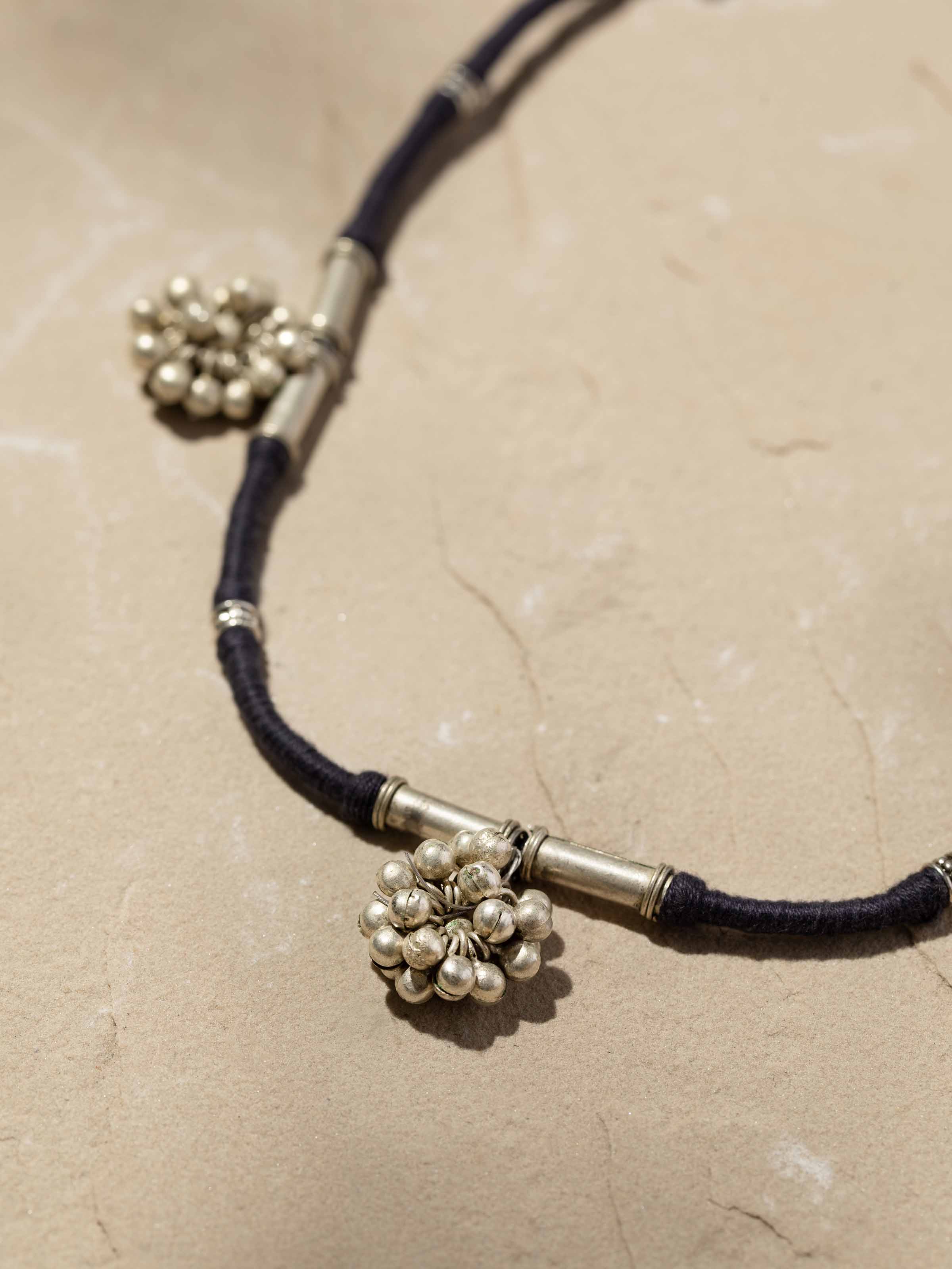 Detailed view of Lambani Collar Necklace focusing on the vibrant colors and intricate design details.