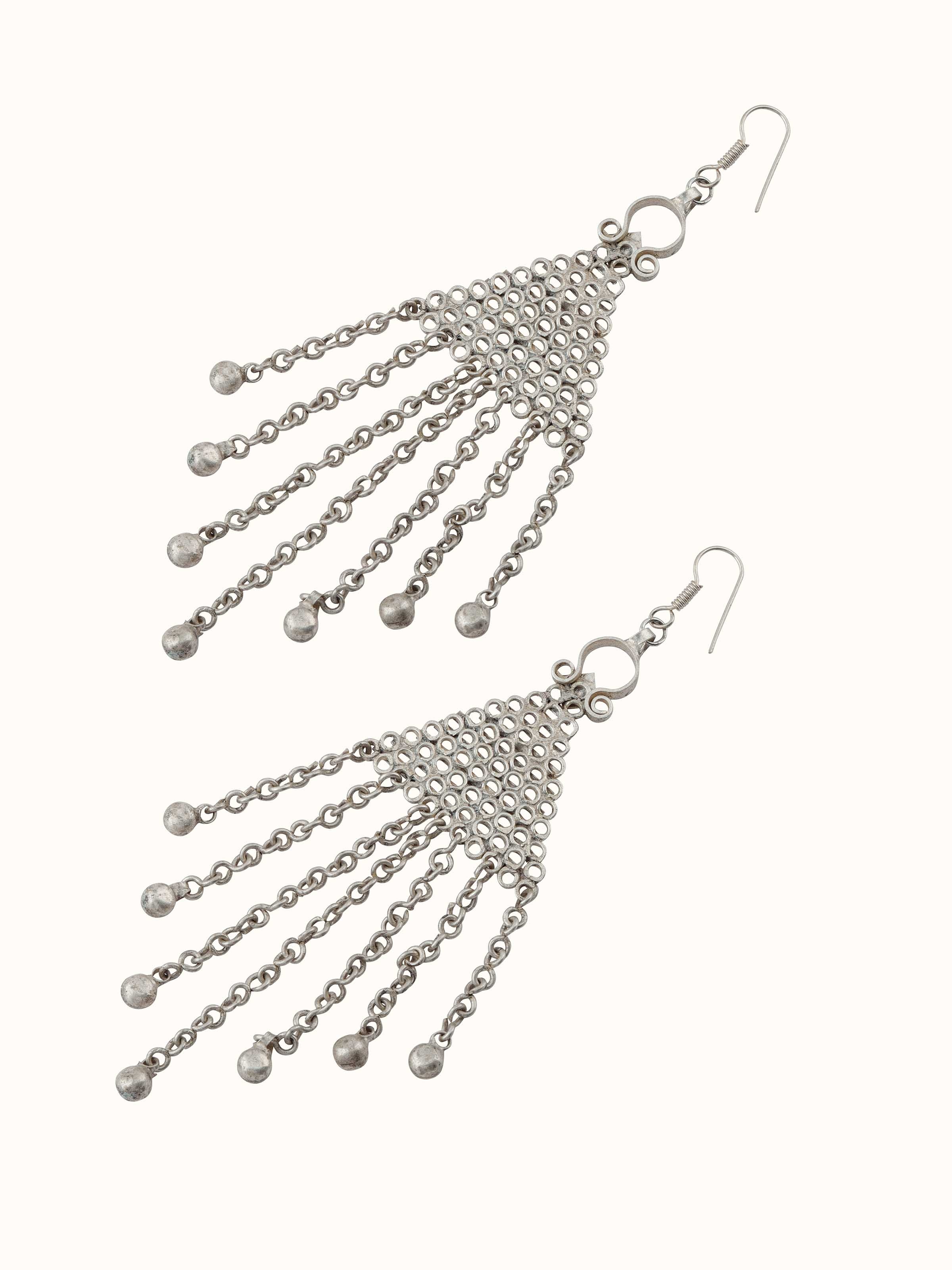 Detailed view of Lambani earrings emphasizing vibrant design and fine craftsmanship.