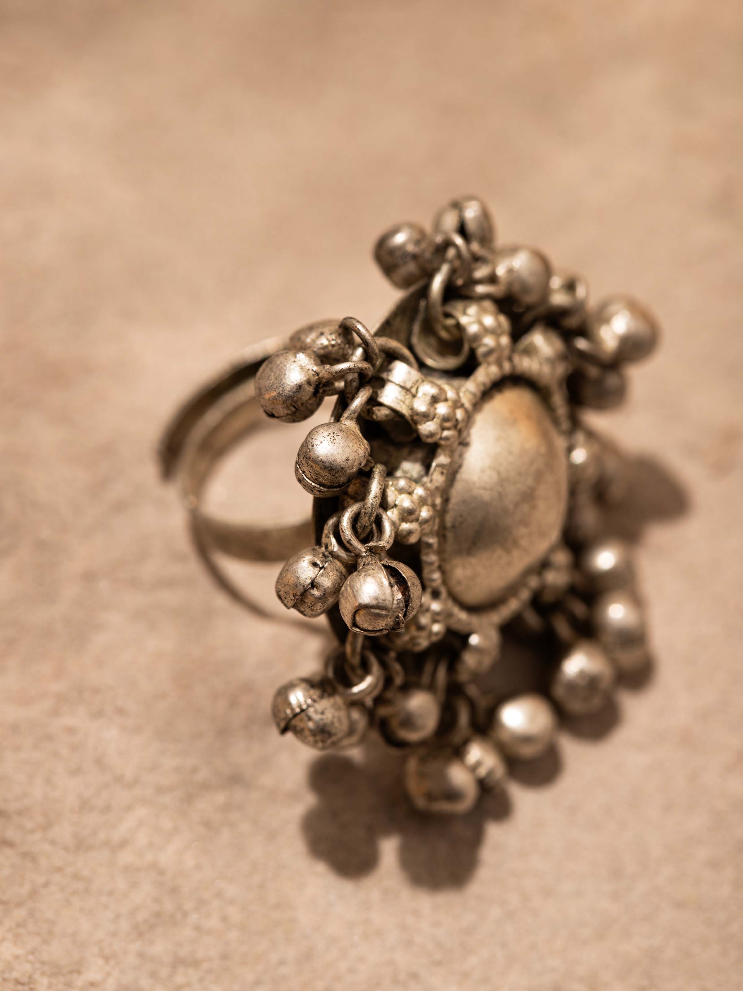 Detailed front view of Lambani ring highlighting its intricate design and traditional craftsmanship