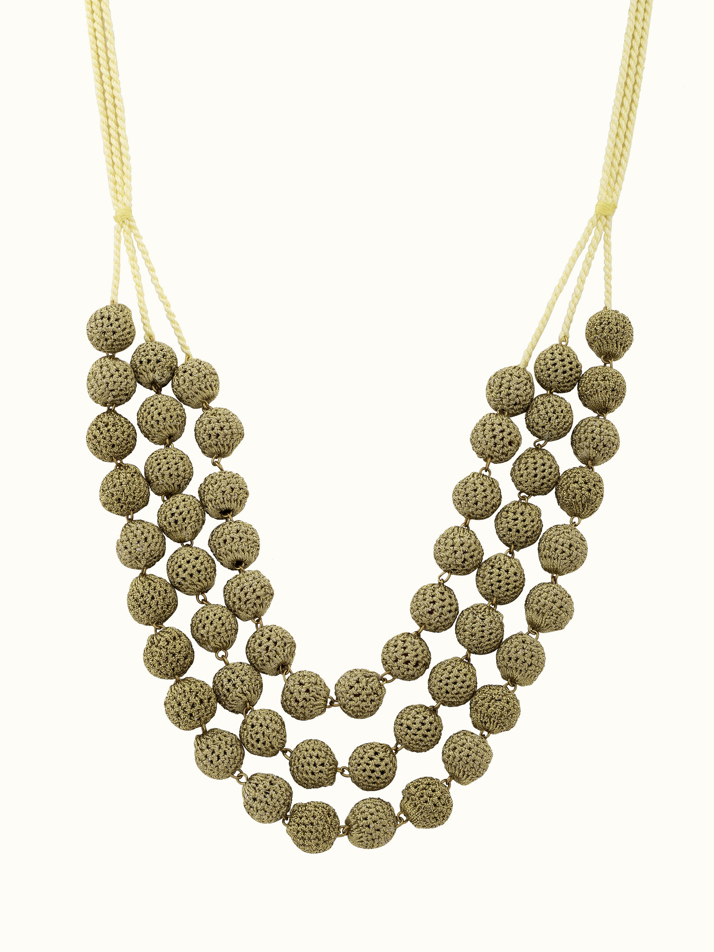 Front view of Crochet Long Necklace featuring a detailed and elegant crochet design.
