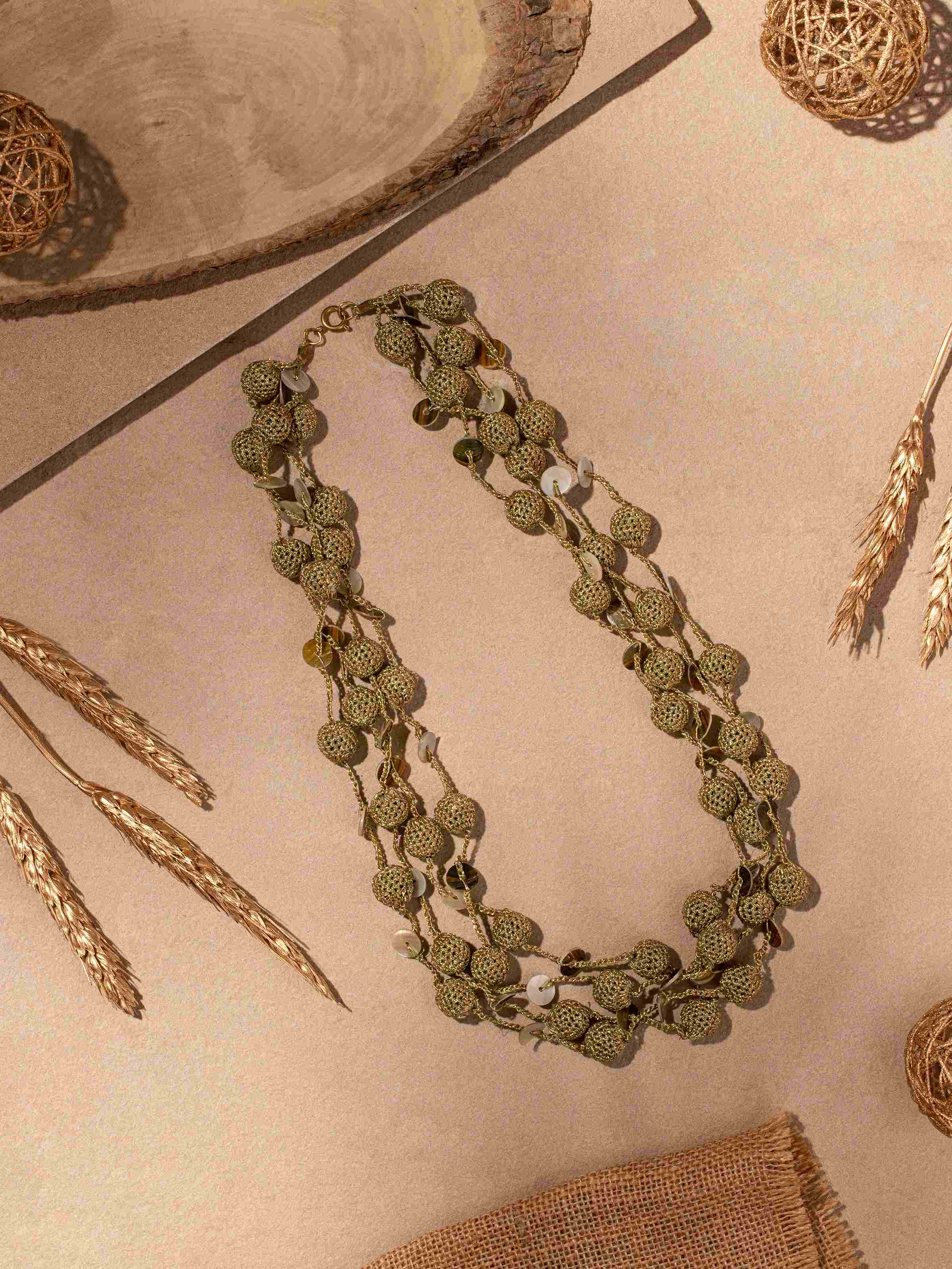 Close-up of Crochet Collar Necklace focusing on intricate design details