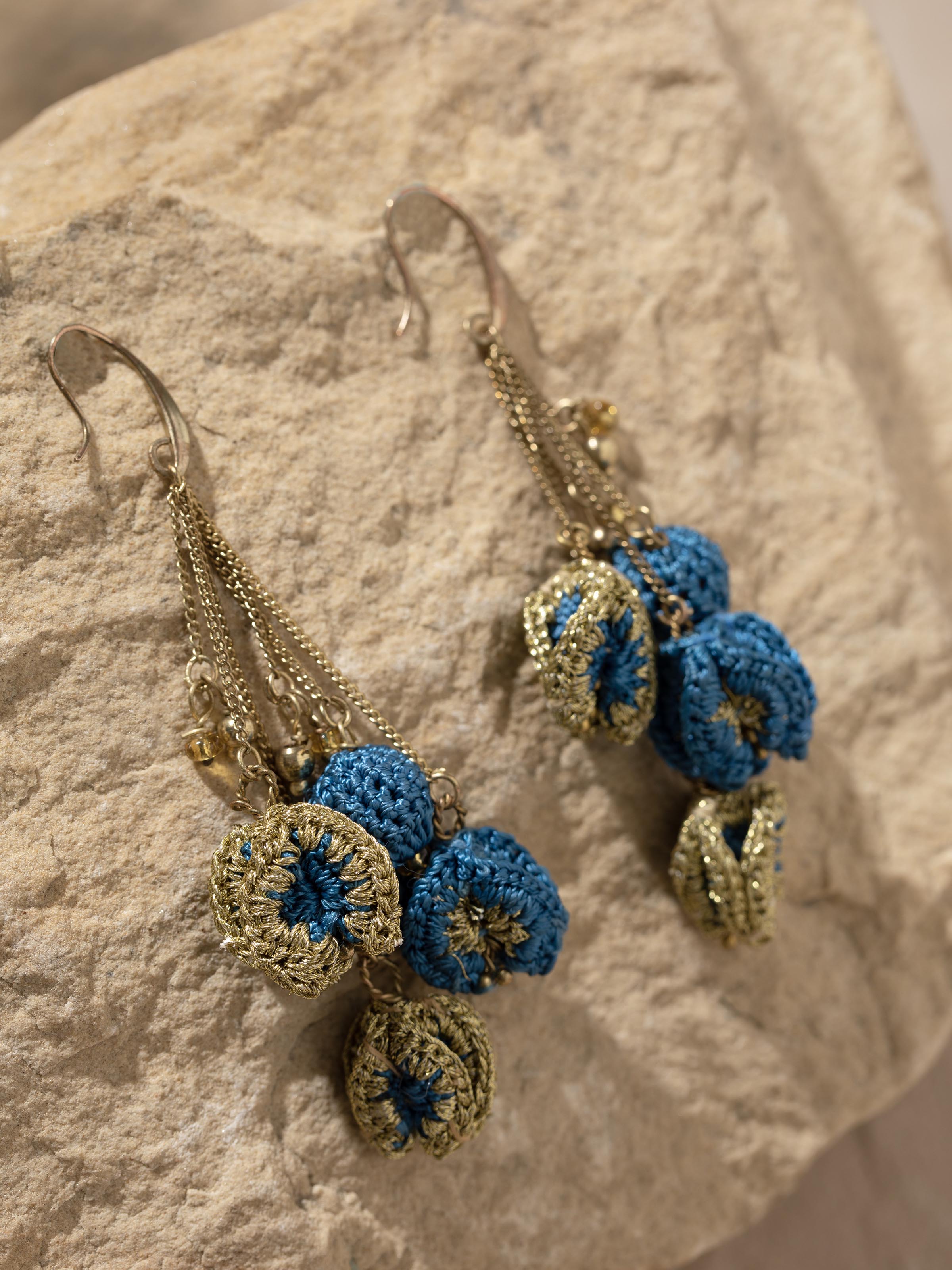 Back view of Crochet Drop Earrings showcasing the hook and overall design.