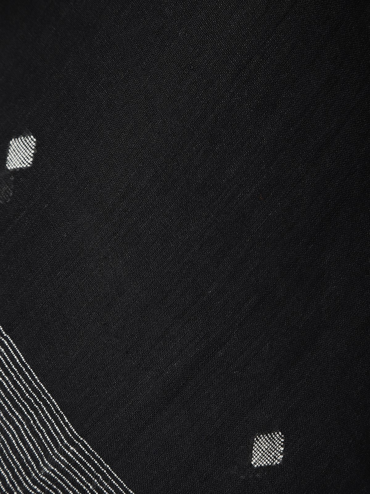 Close-up detail of the cotton weave and border stitching on black stole.