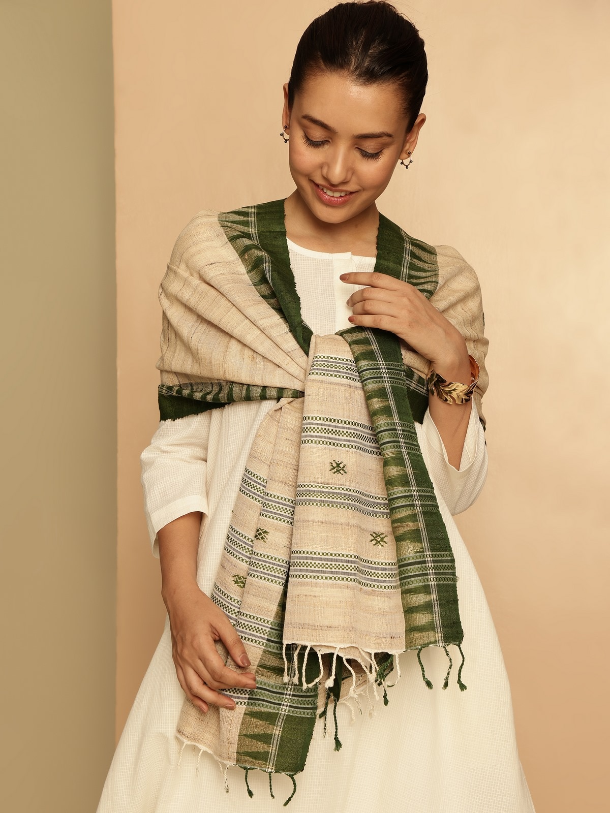 Green Cotton Silk Stole