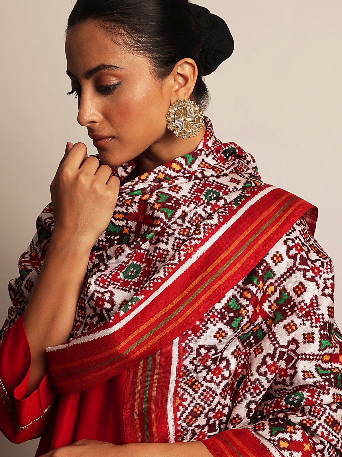 Off-white Silk Patola Dupatta