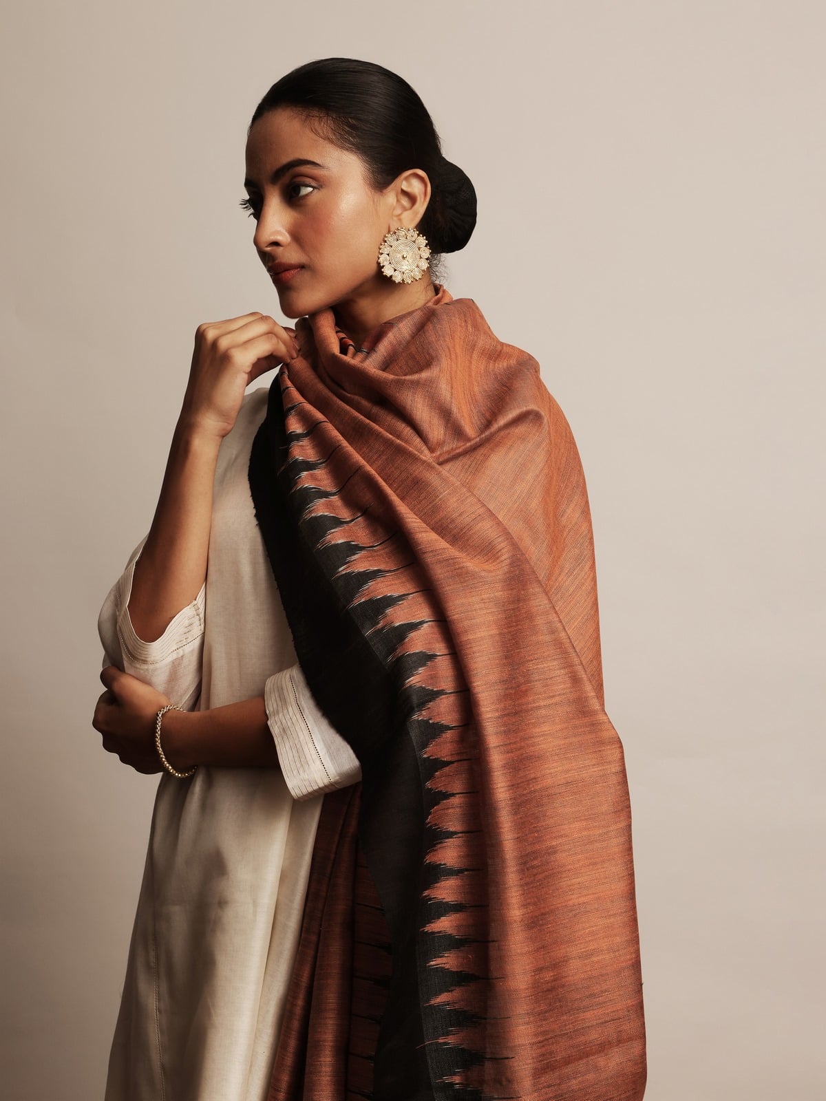 Rust Tussar Silk Dupatta