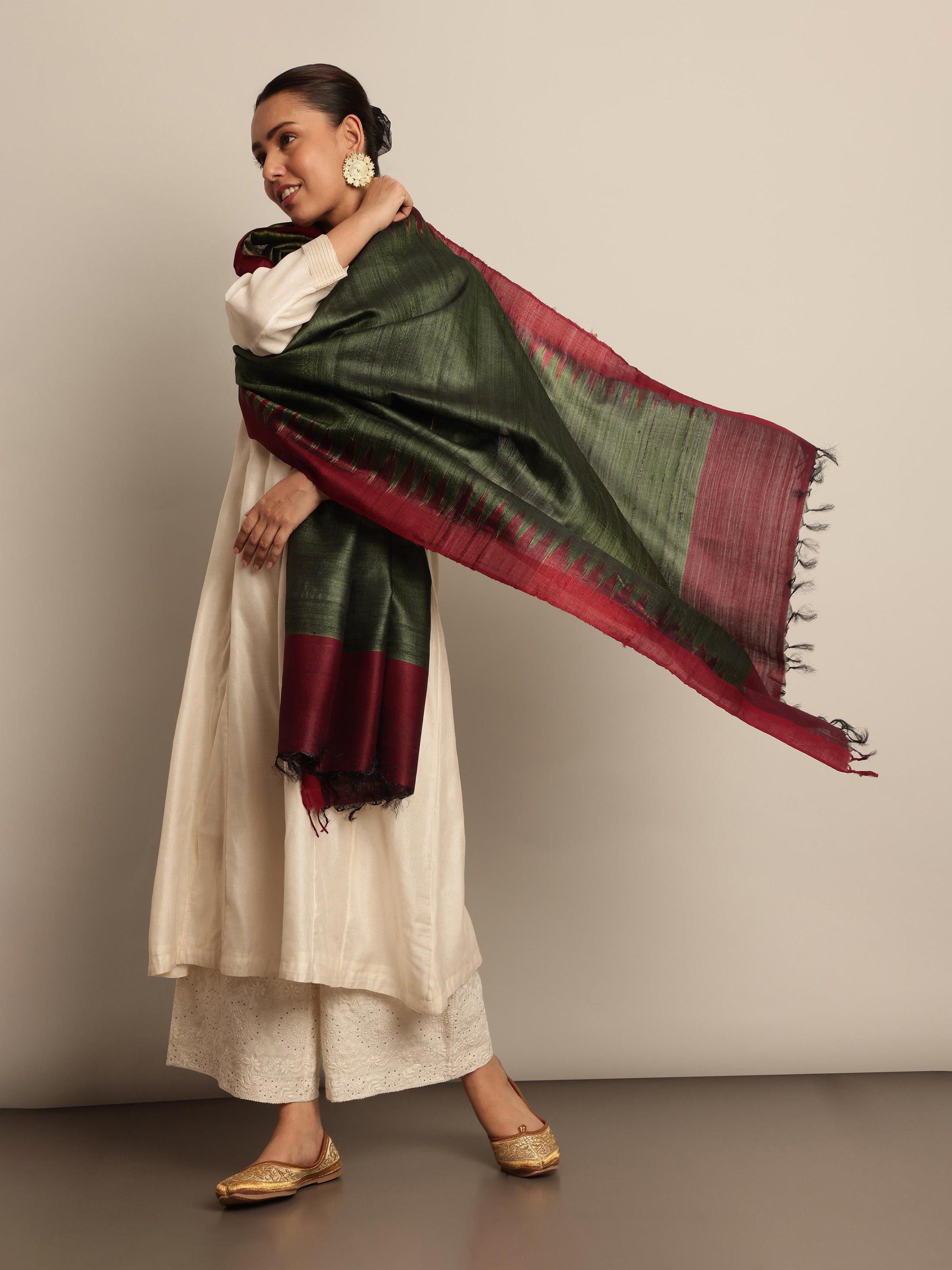 Grey Tussar Silk Dupatta