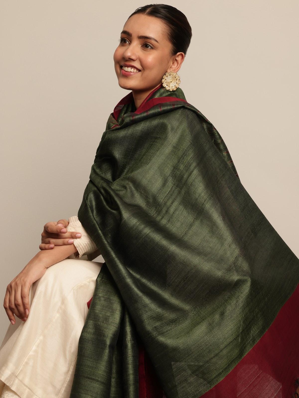 Grey Tussar Silk Dupatta