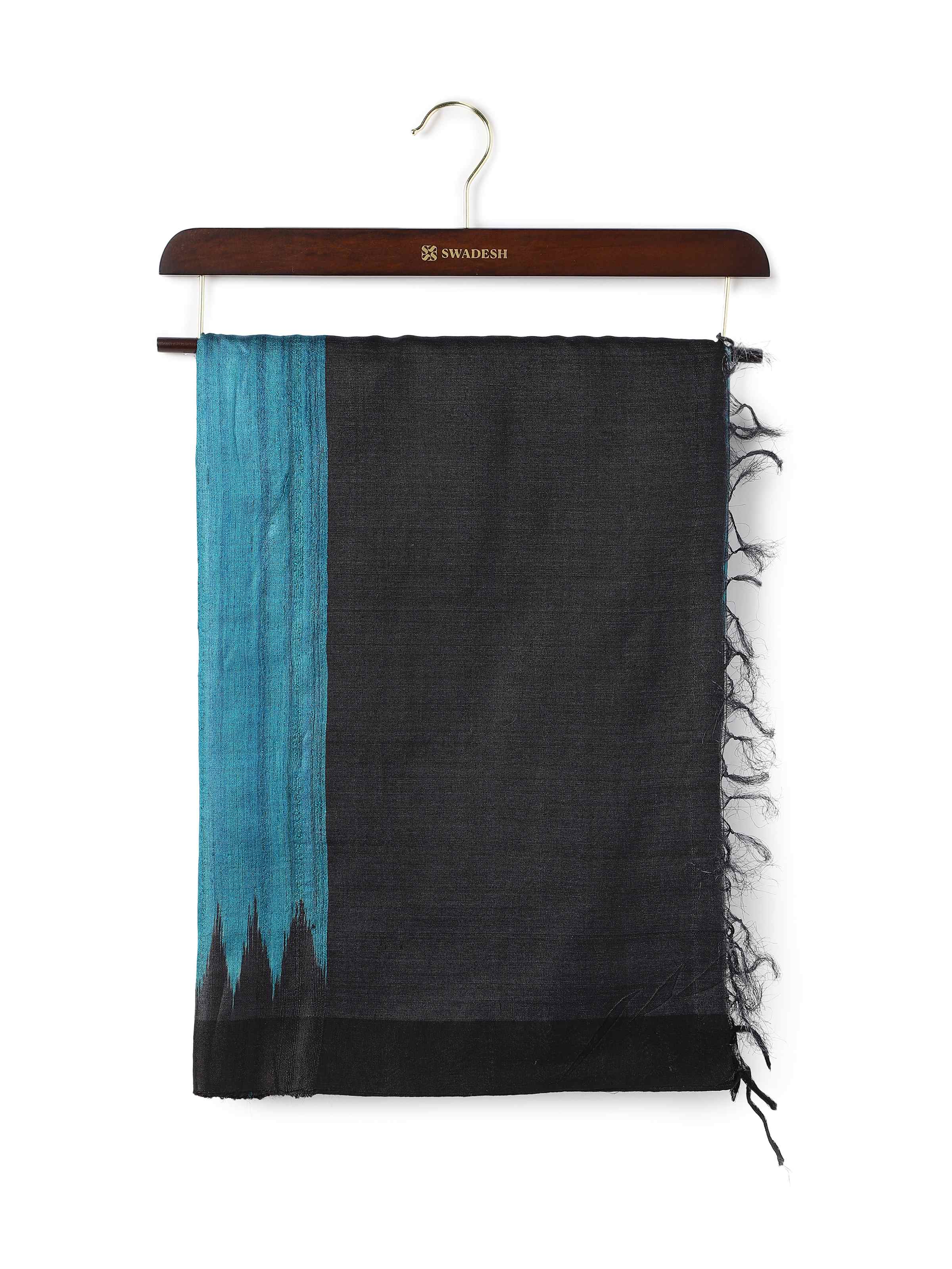 Front view of the Blue Tussar Silk Dupatta highlighting its rich texture and traditional appeal