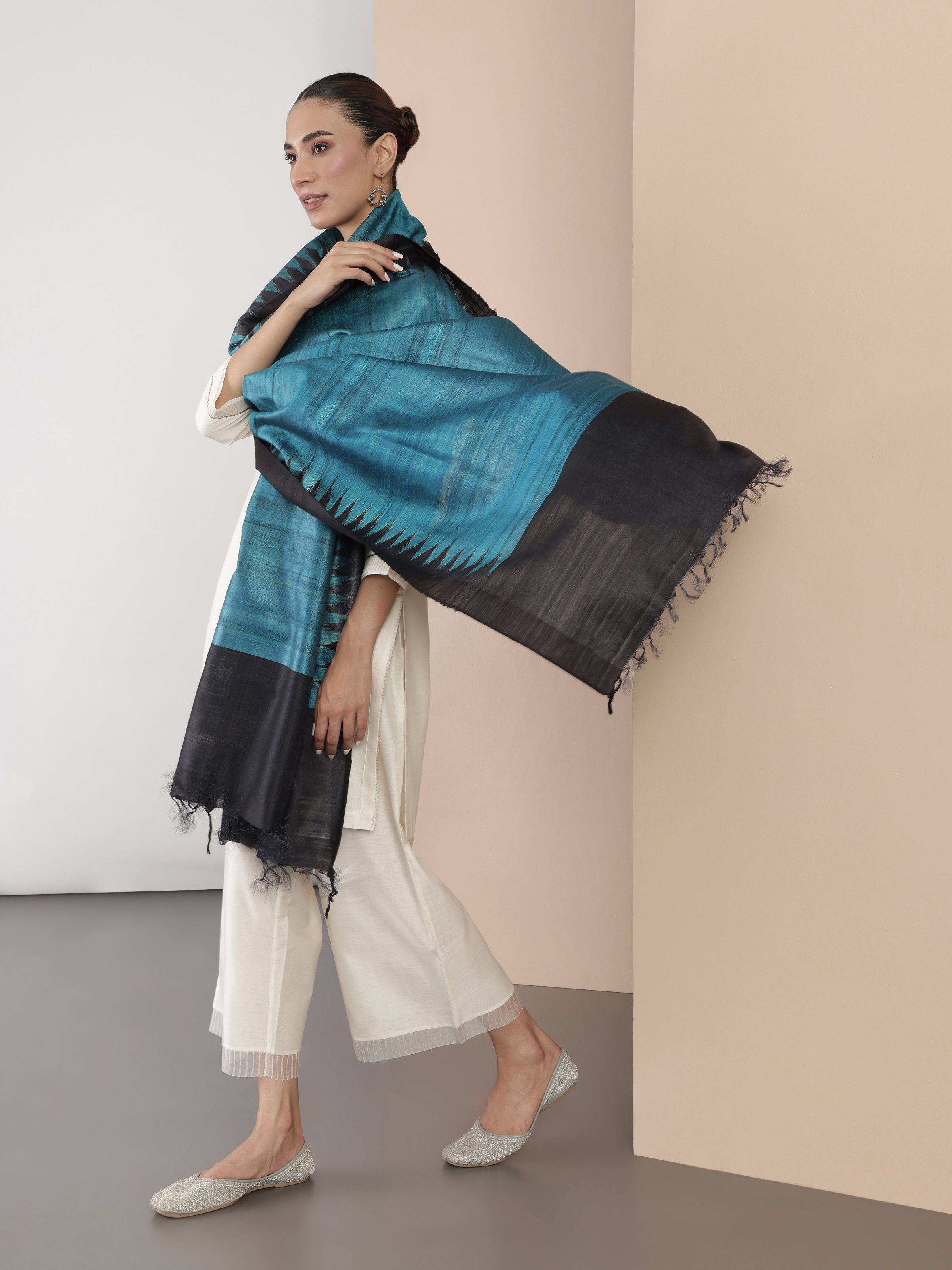 Lifestyle image showcasing the dupatta styled gracefully with ethnic wear