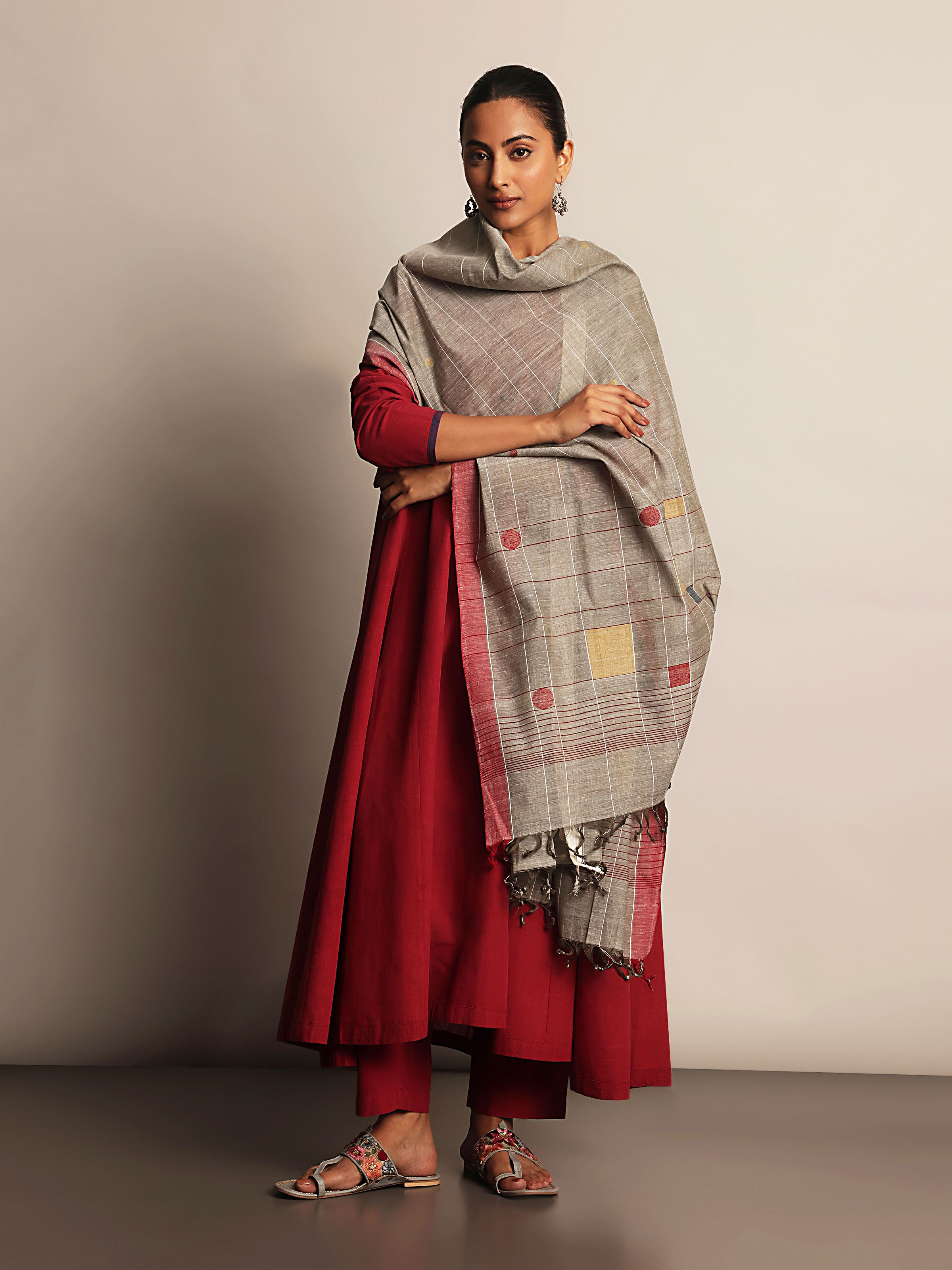 Lifestyle image illustrating the versatile styling and traditional appeal of the dupatta.