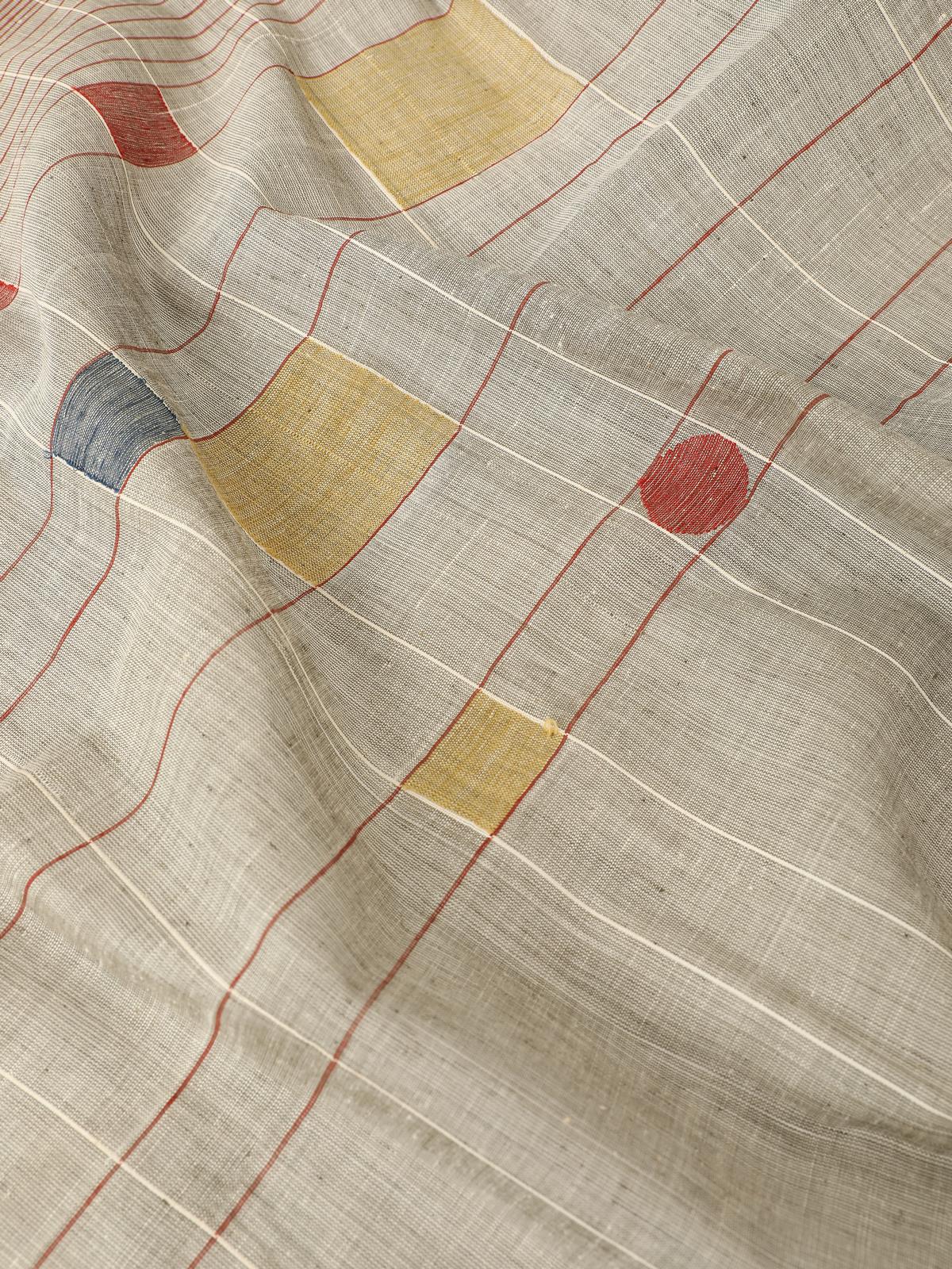 Draped view showing the fluid fall and intricate Jamdani work.