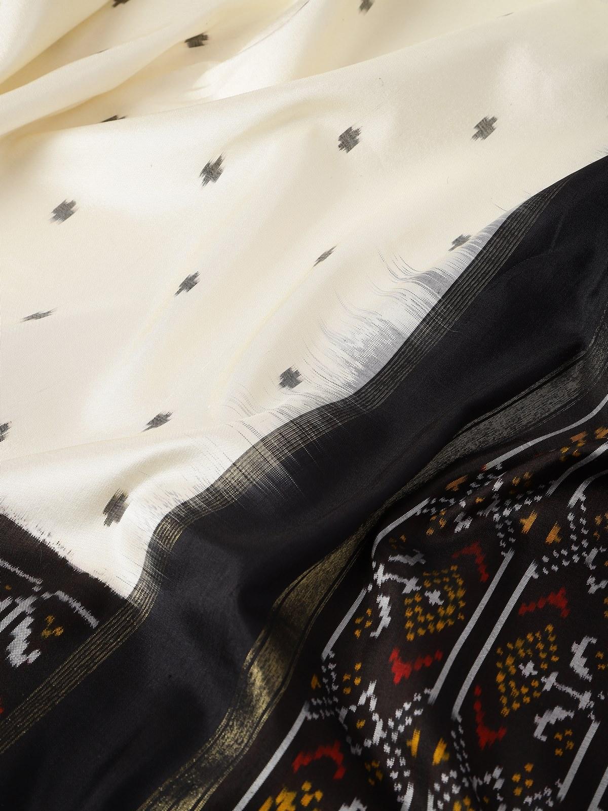Off-white Silk Ikat Zari Dupatta