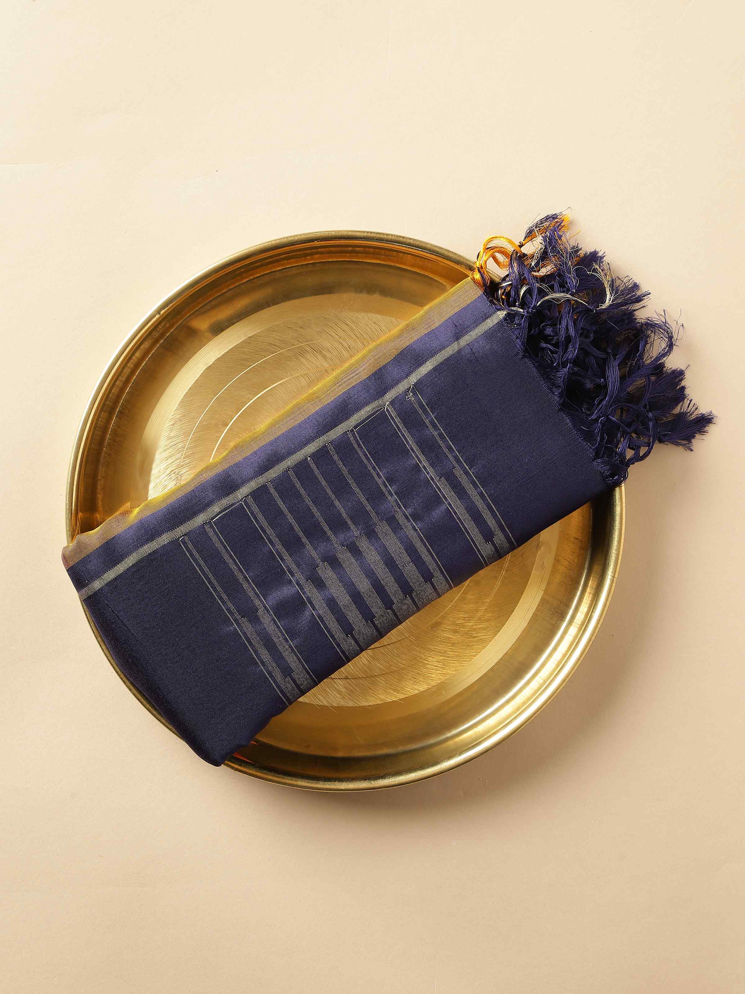 Red & Blue Silk Ikat Zari Dupatta