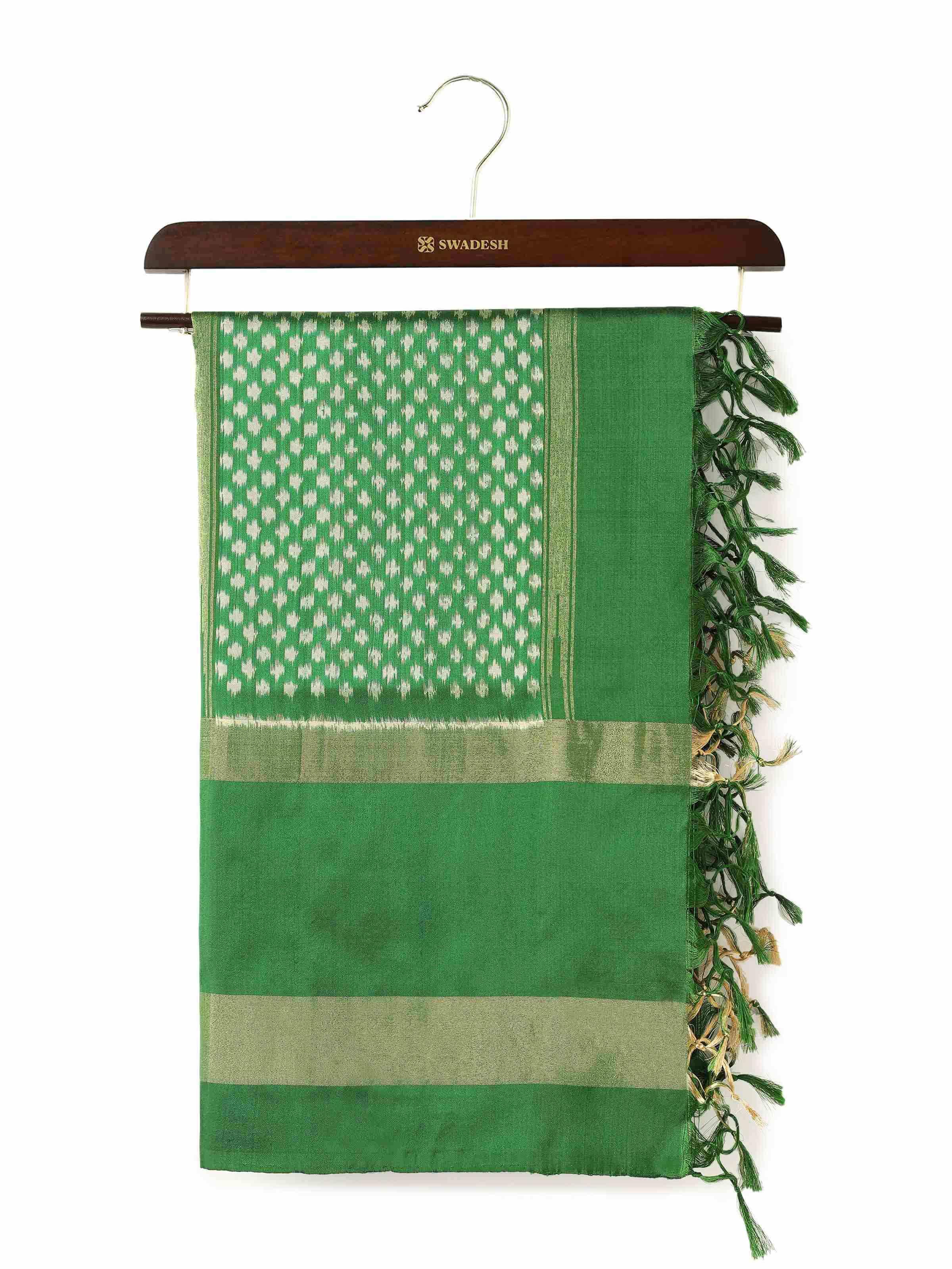 Red & Gold Silk Ikat Zari Dupatta