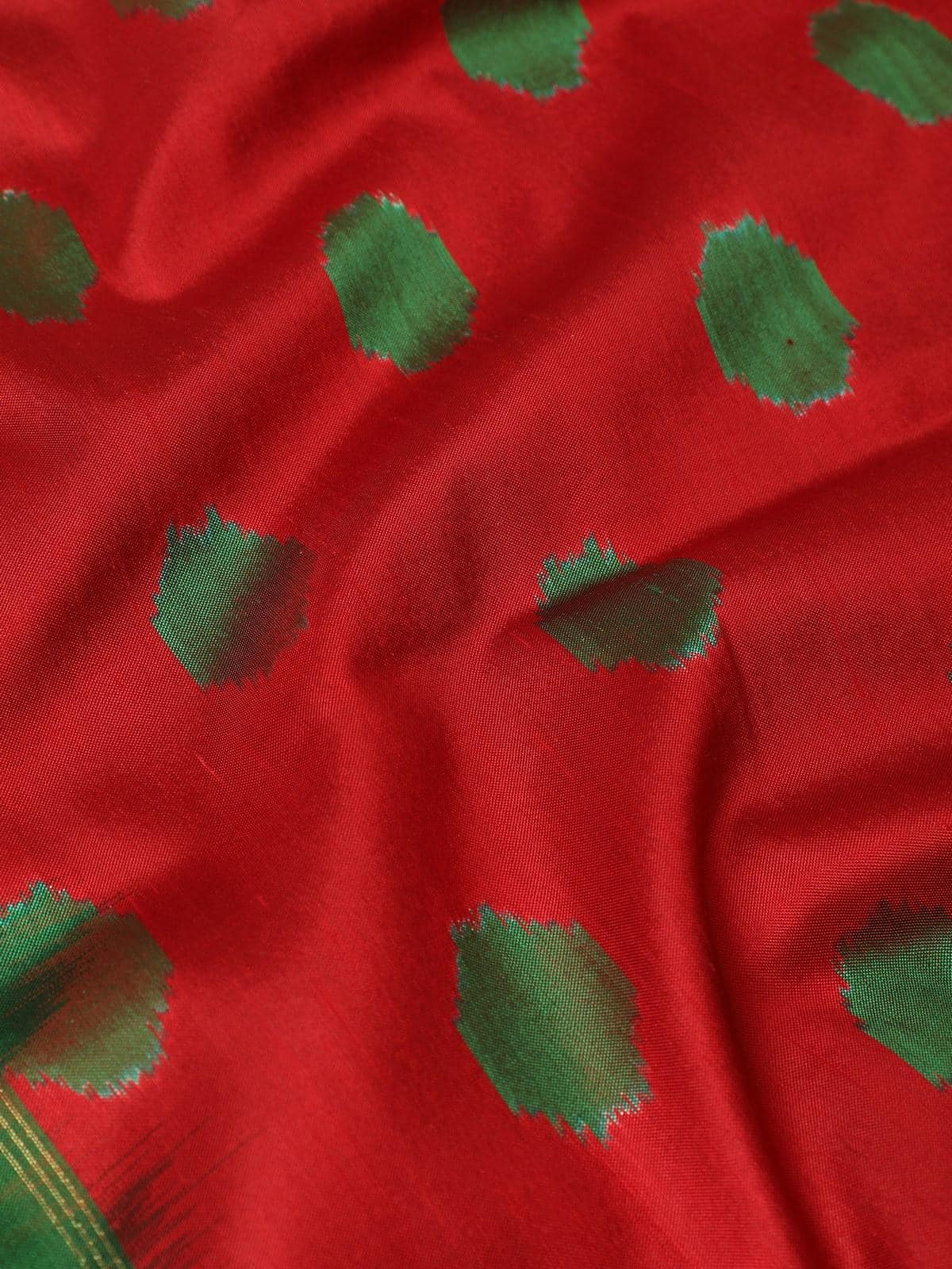 Red & Gold Silk Ikat Zari Dupatta