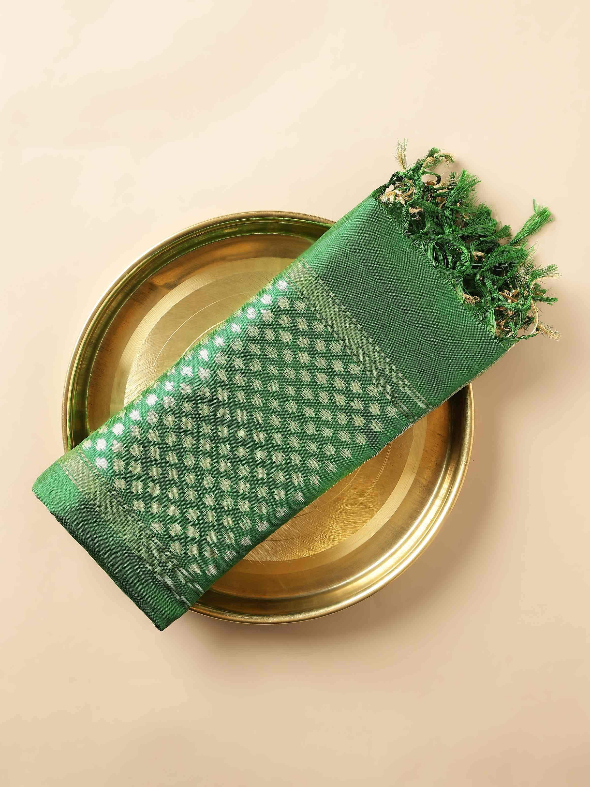 Red & Gold Silk Ikat Zari Dupatta