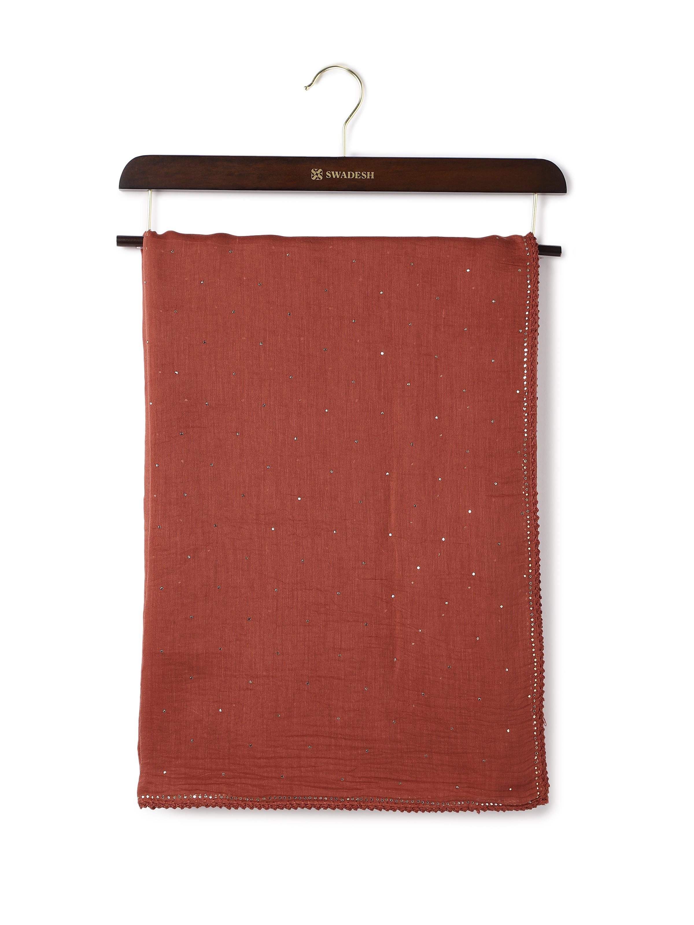 Cotton Silk Mukaish Embroidered Dupatta