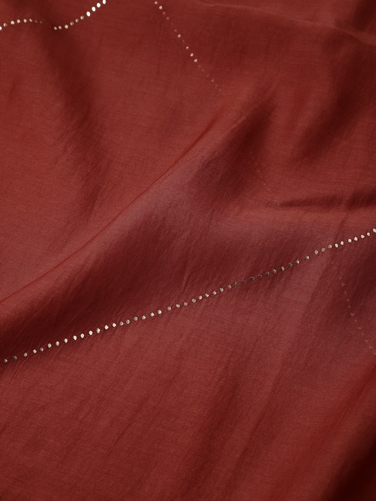 Maroon Cotton Silk Mukaish Embroidered Dupatta