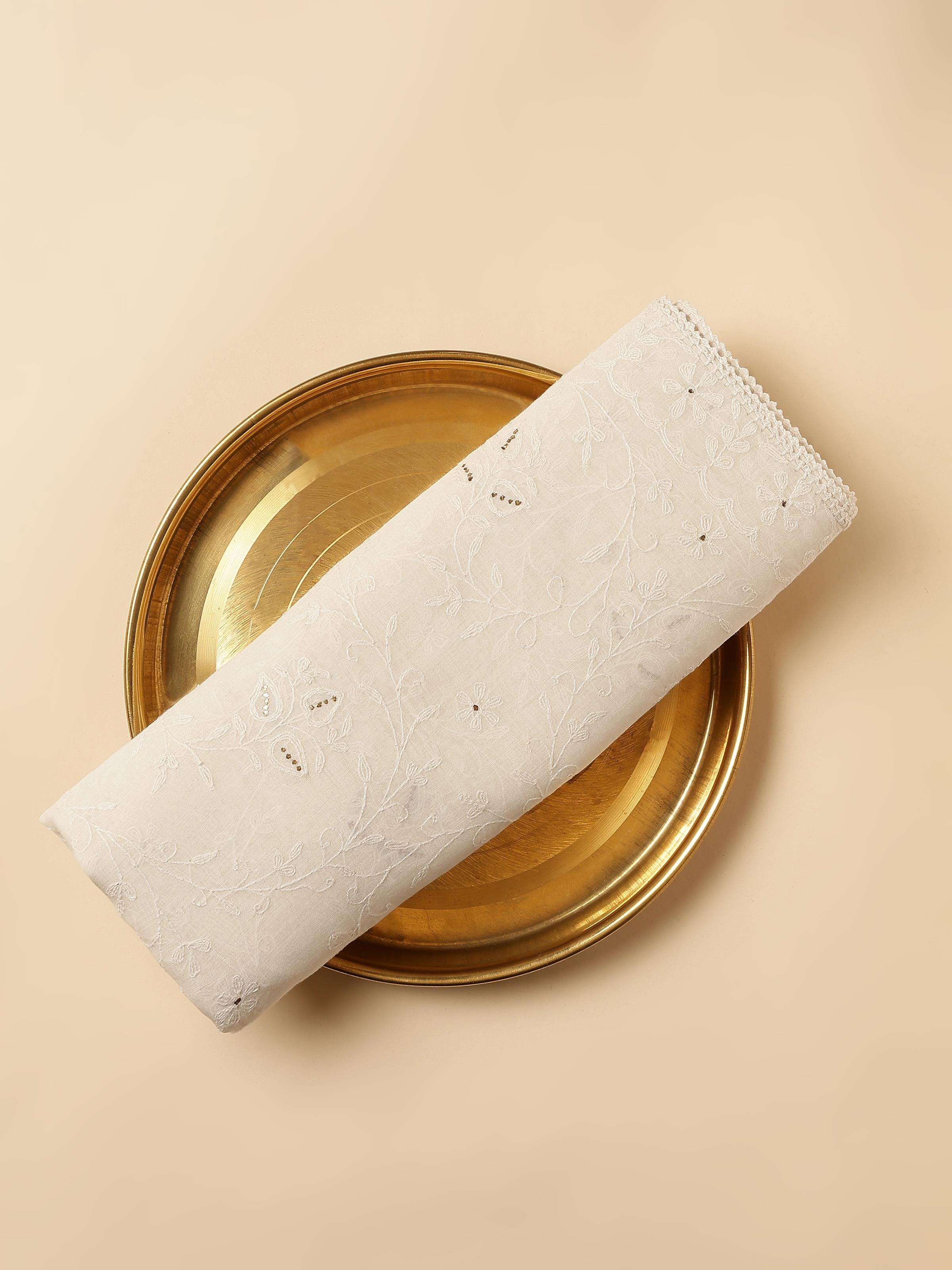 Off-white Cotton Silk Chikankari Dupatta With Tepchi Embroidery