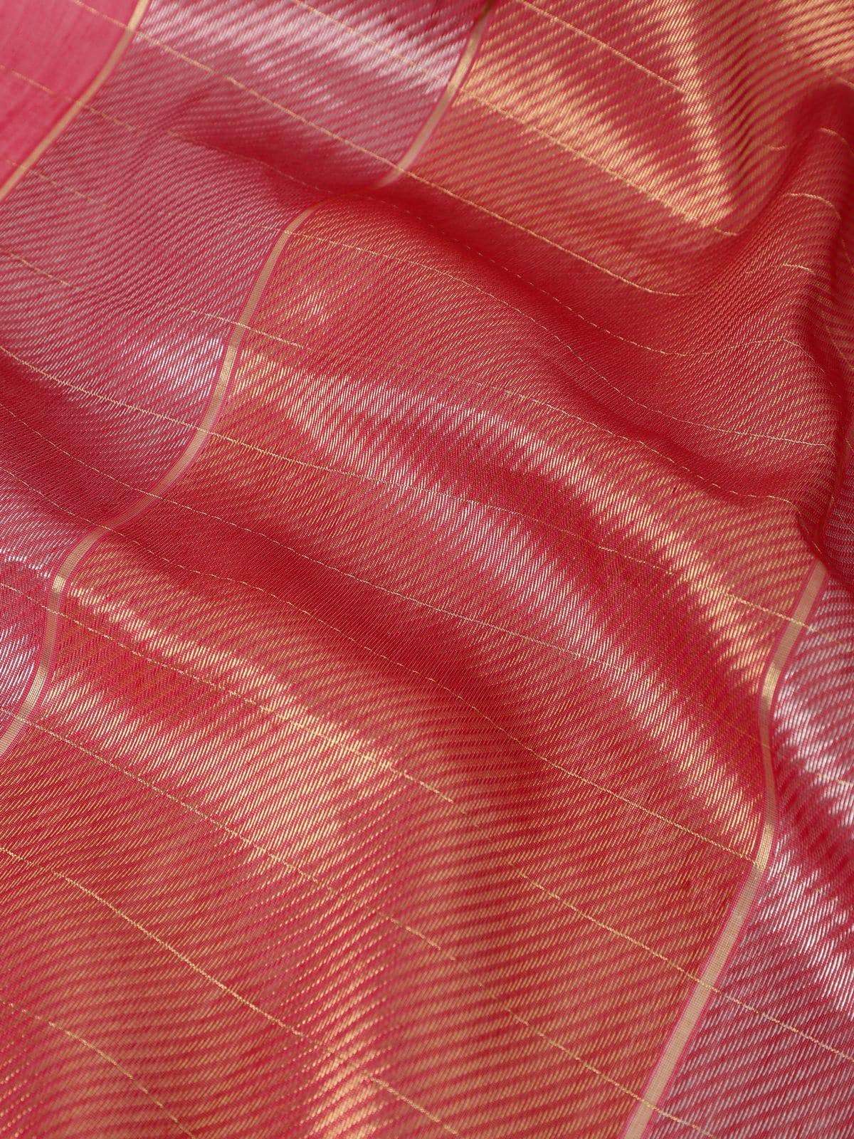 Pink Cotton Silk Chanderi Dupatta With Zari Border