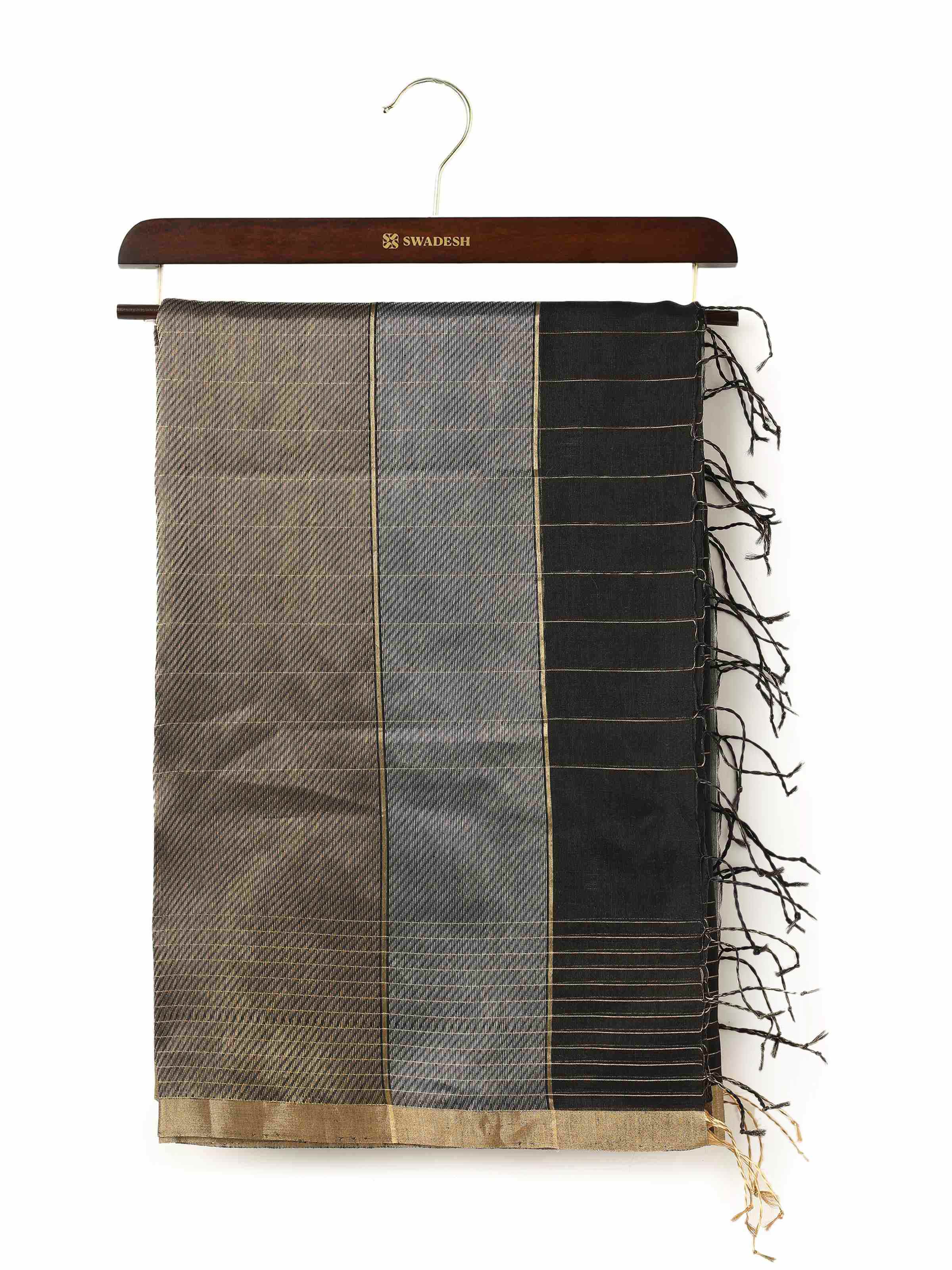 Black Cotton Silk Chanderi Dupatta