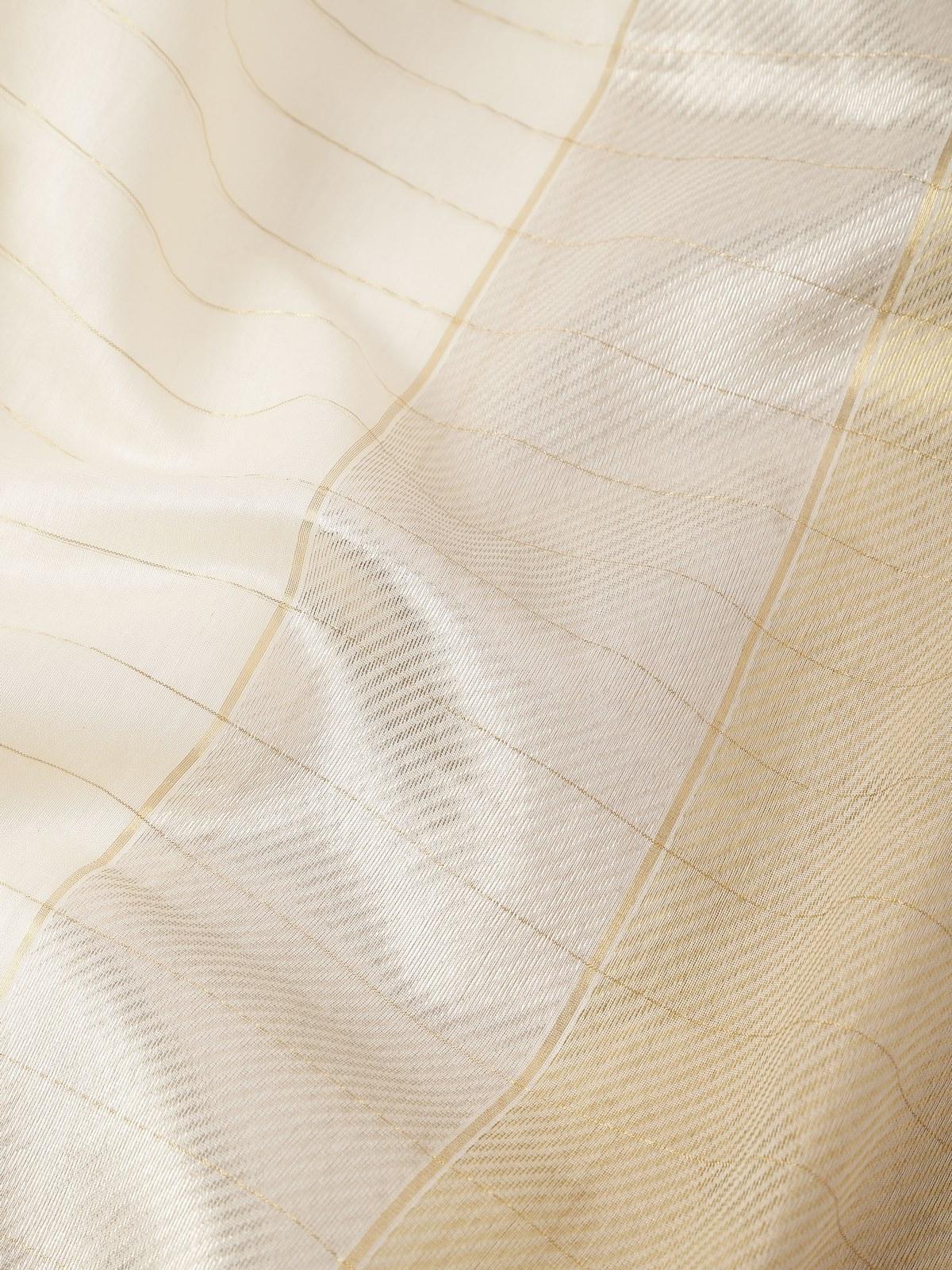 White & Gold Cotton Silk Chanderi Dupatta