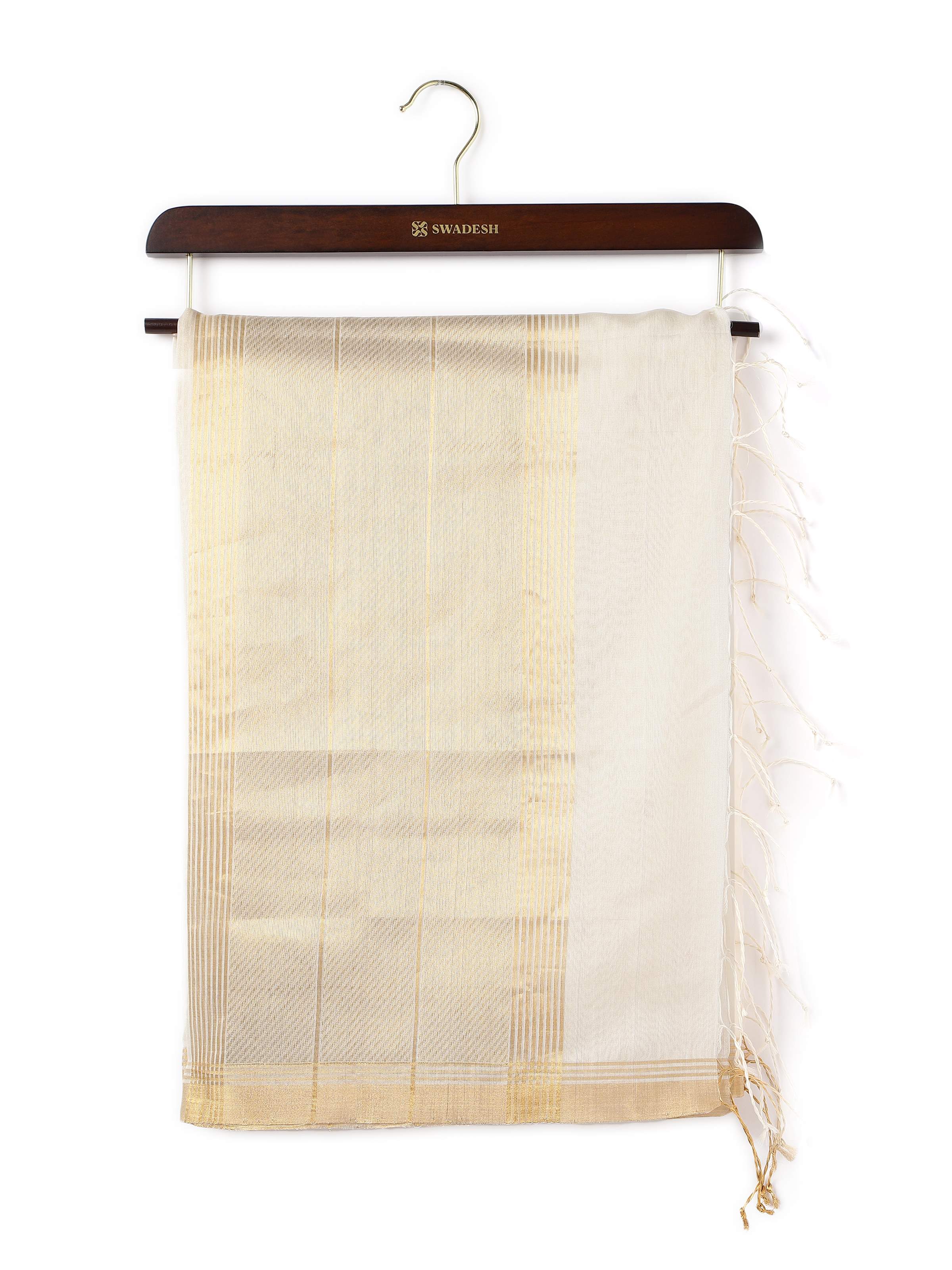 Off-white Cotton Silk Chanderi Dupatta With Zari Borders
