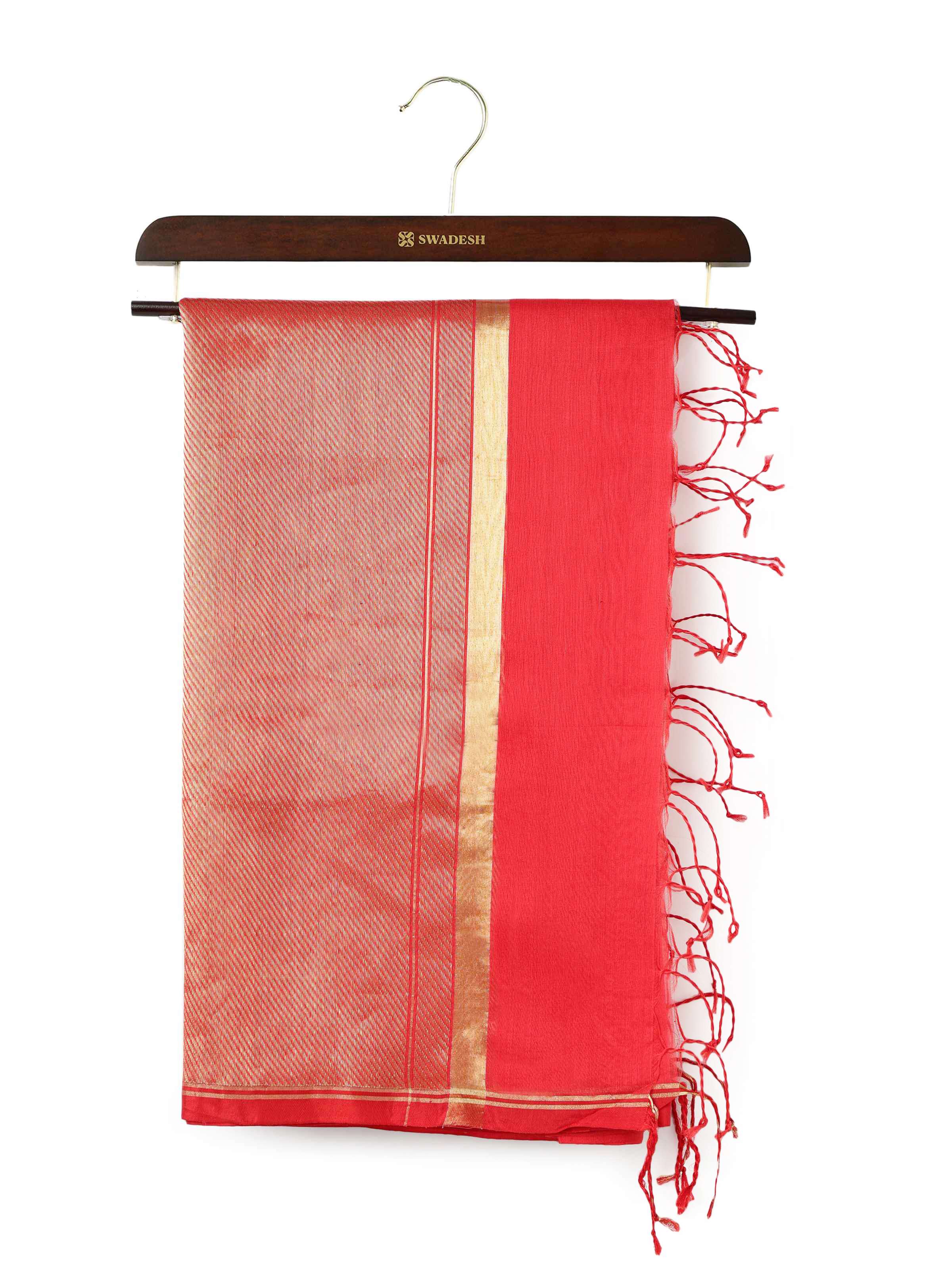 Red Cotton Silk Chanderi Dupatta