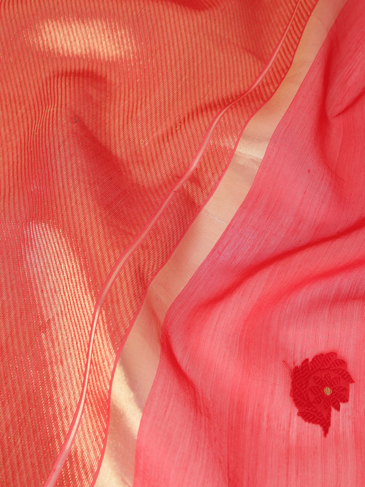 Red Cotton Silk Chanderi Dupatta