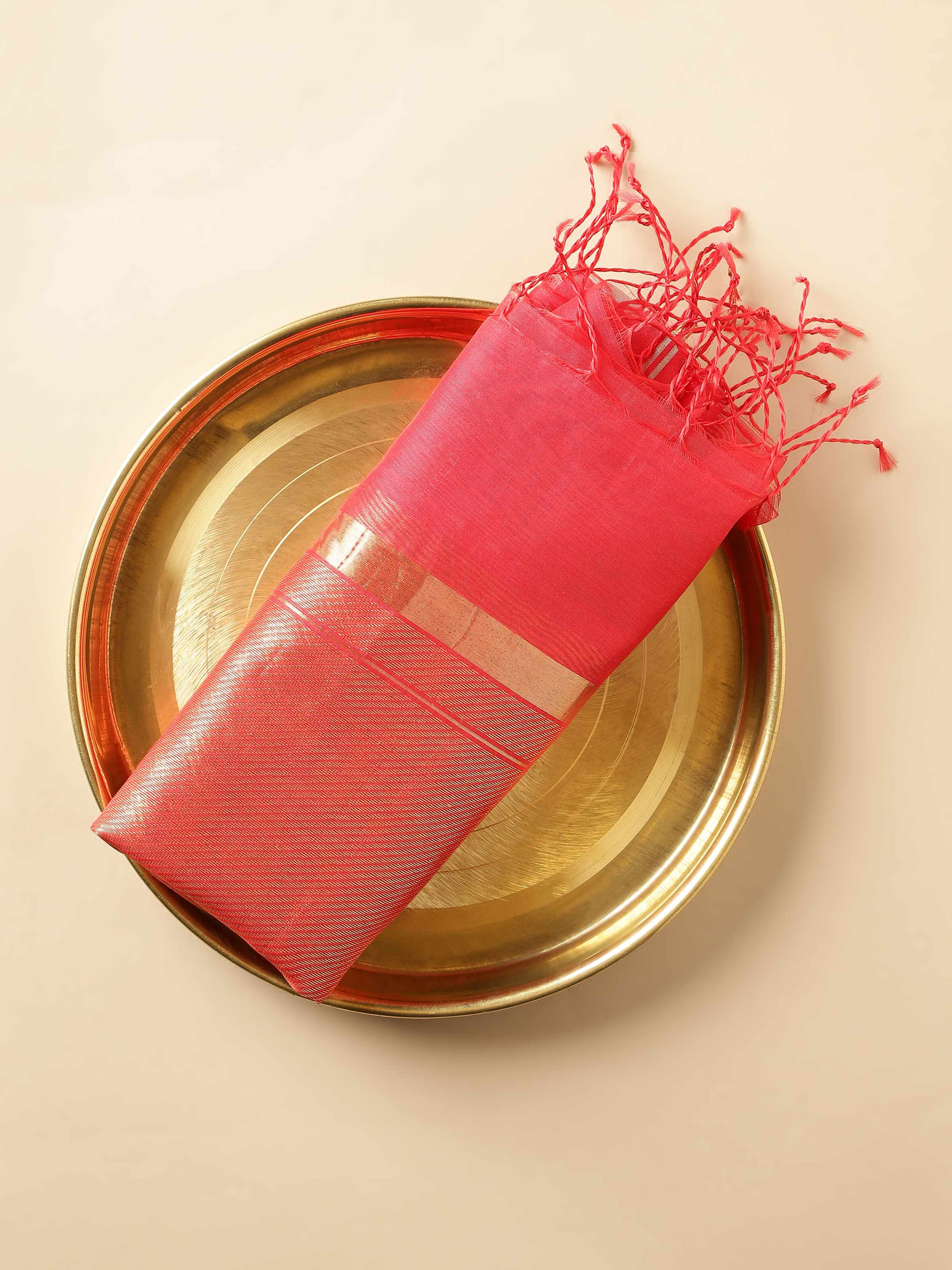 Red Cotton Silk Chanderi Dupatta