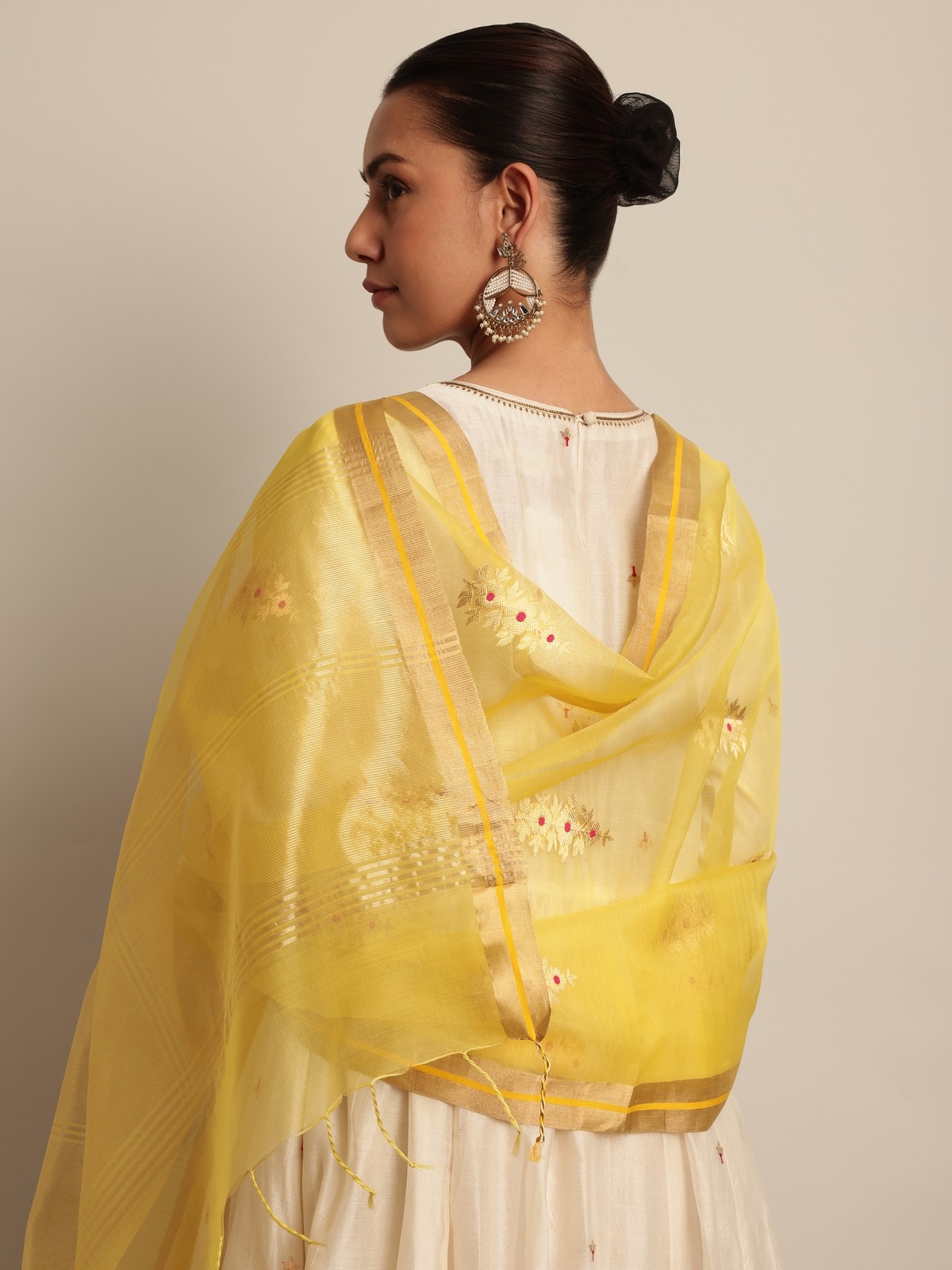 Second lifestyle view showcasing Chanderi texture and soft fall