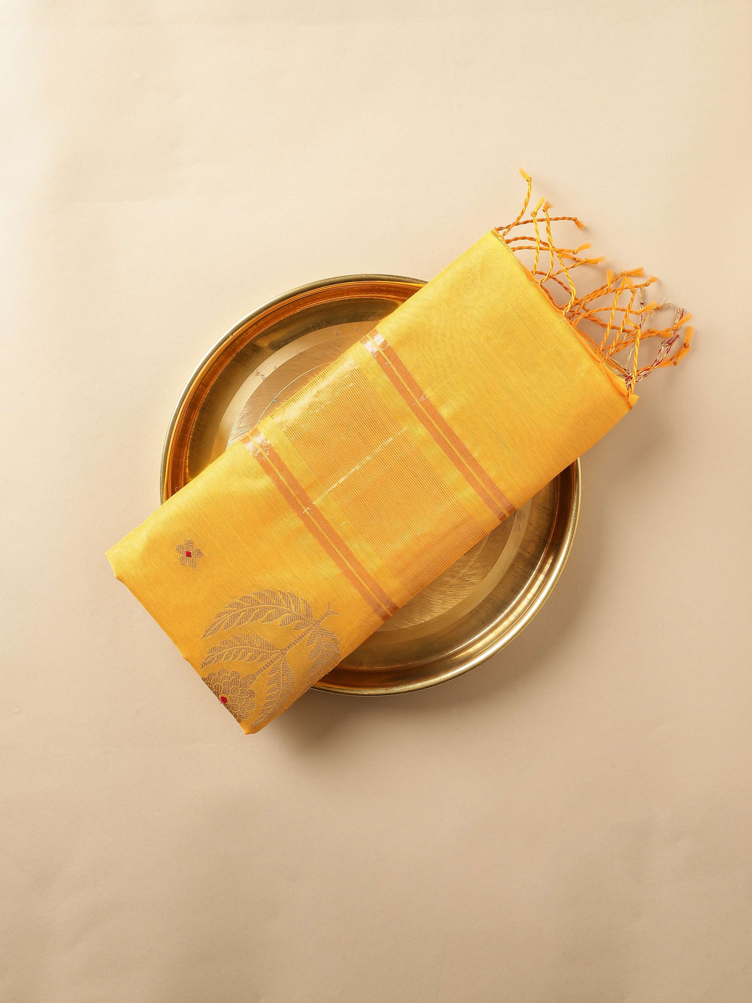 Yellow Cotton Silk Chanderi Dupatta With Shimmering Zari Border