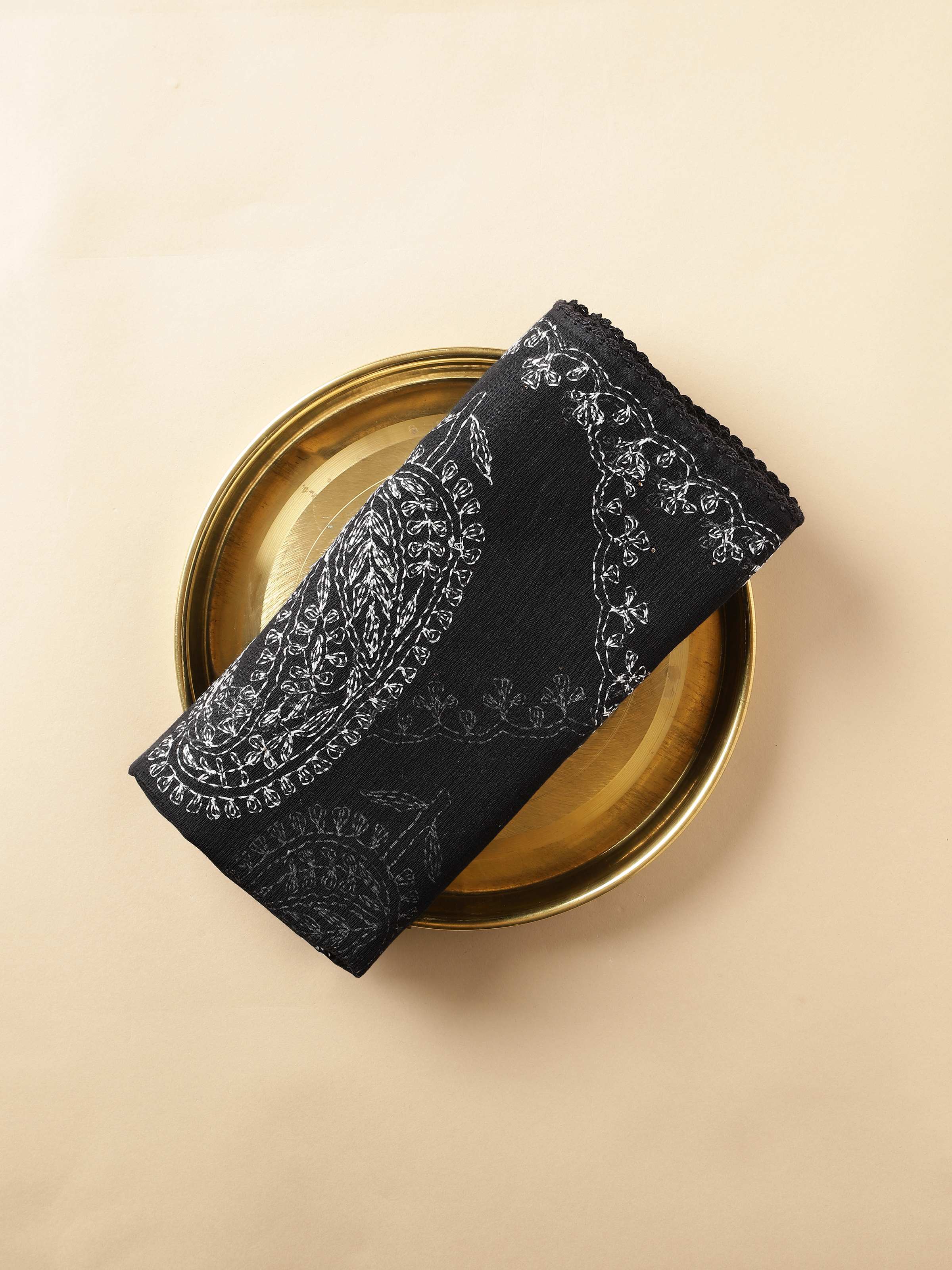 Black & White Cotton Silk Chikankari Dupatta