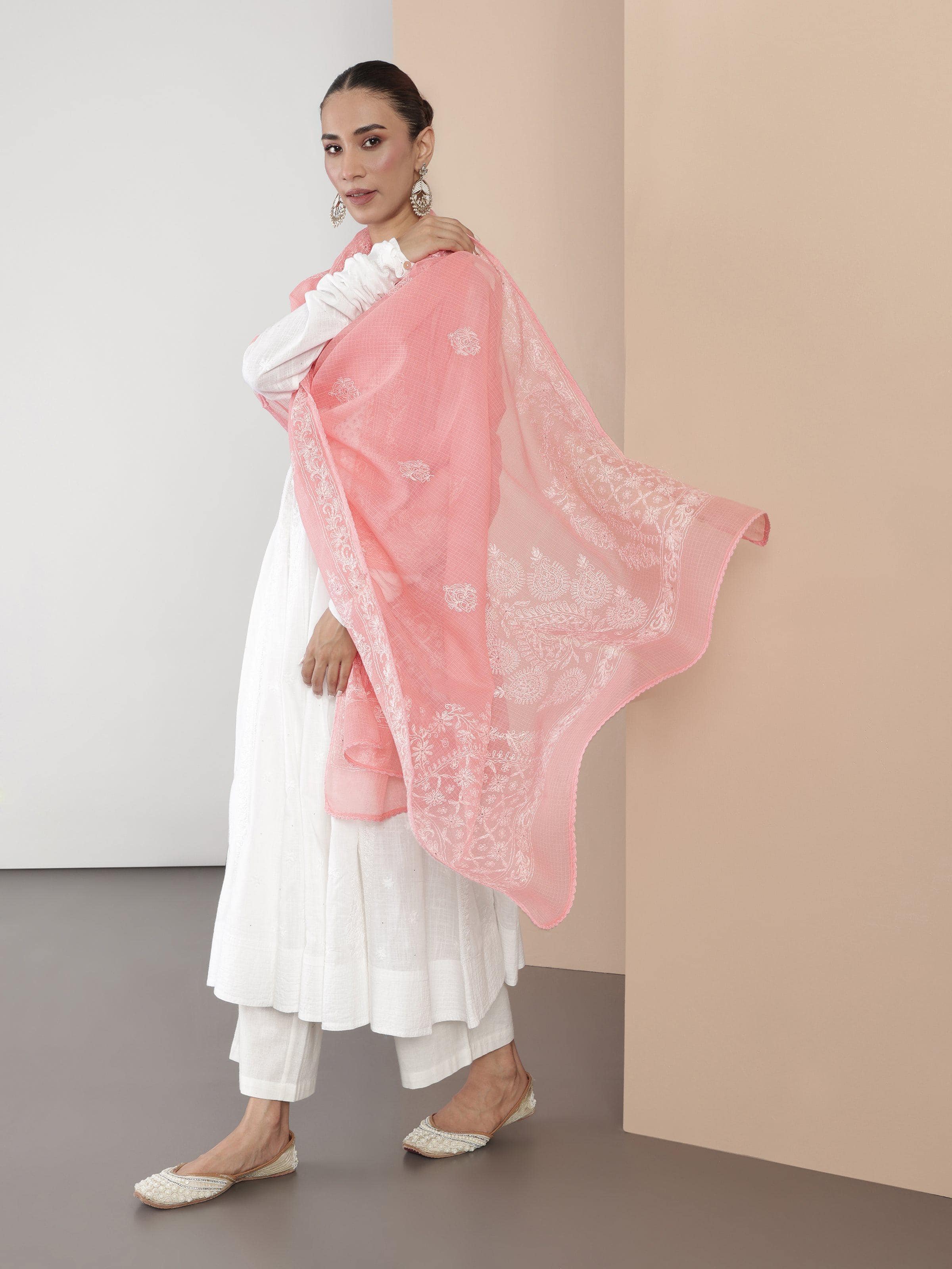 Cotton Silk Chikankari Dupatta