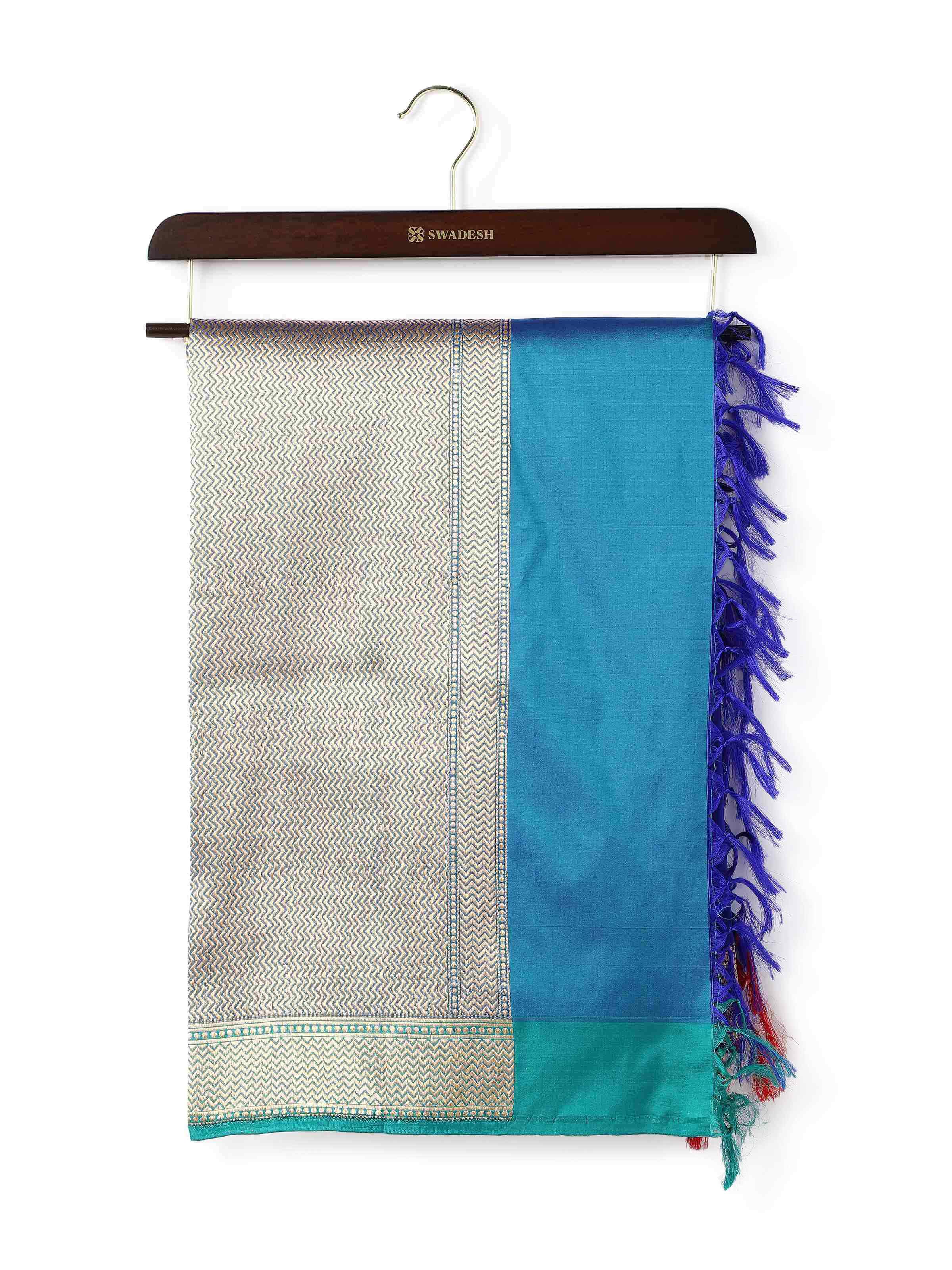 Blue & Golden Silk Banarasi Dupatta