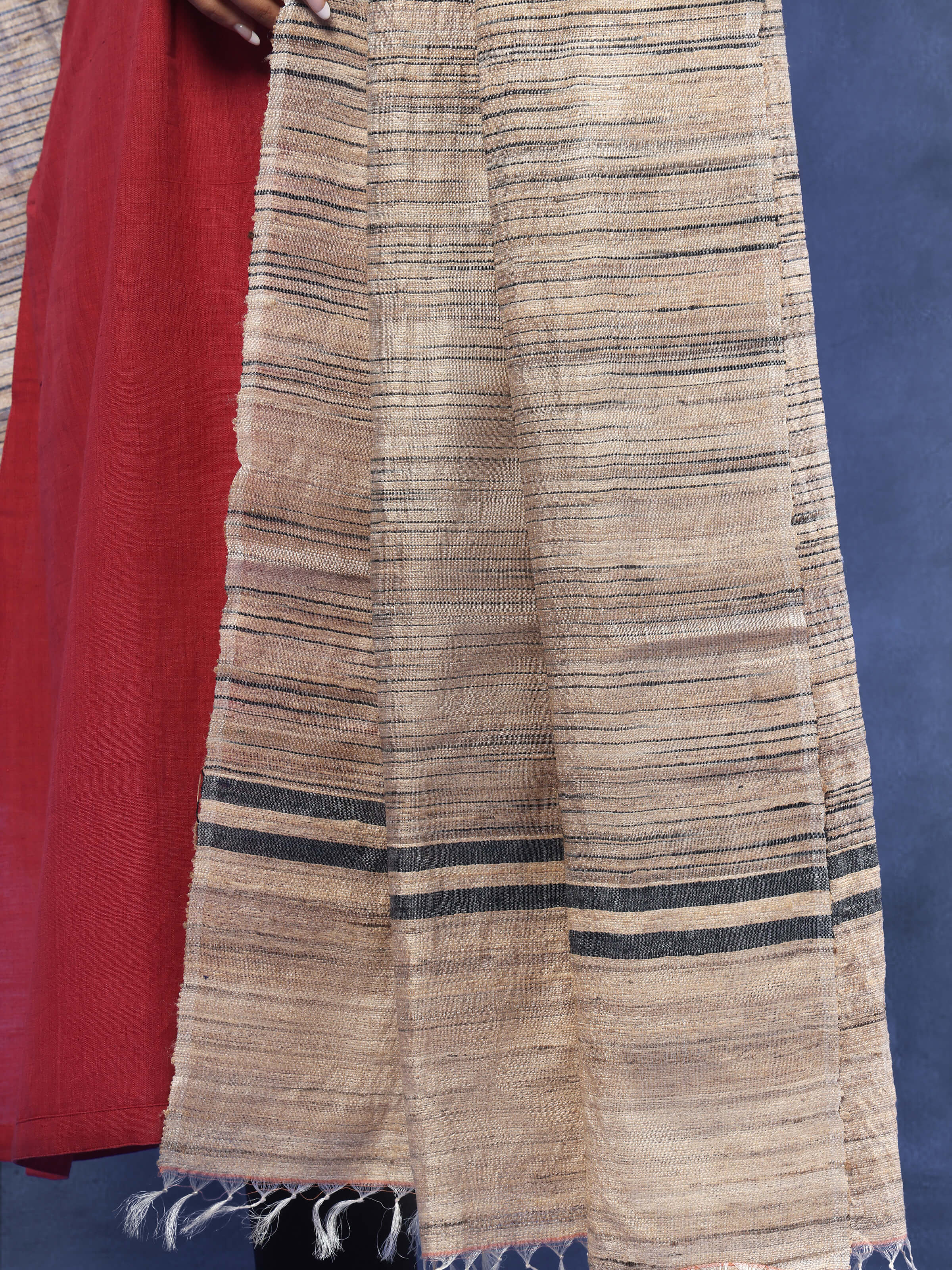 Beige Tussar Silk Dupatta