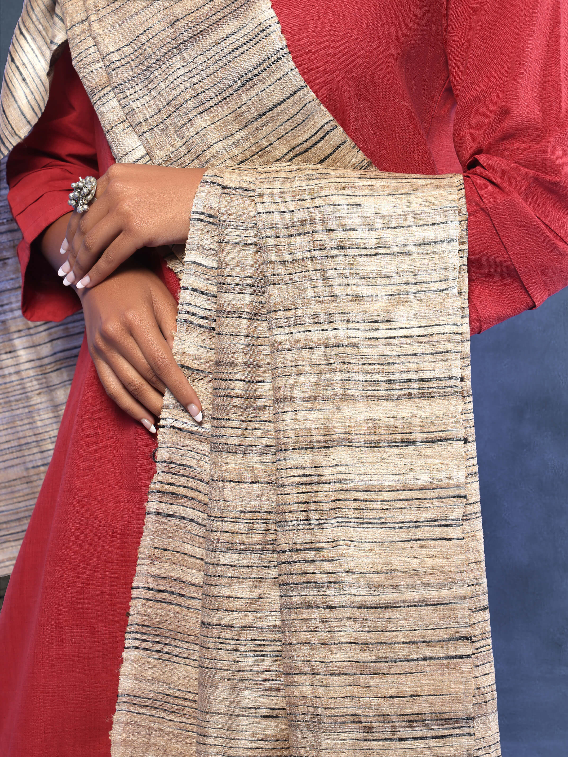 Beige Tussar Silk Dupatta