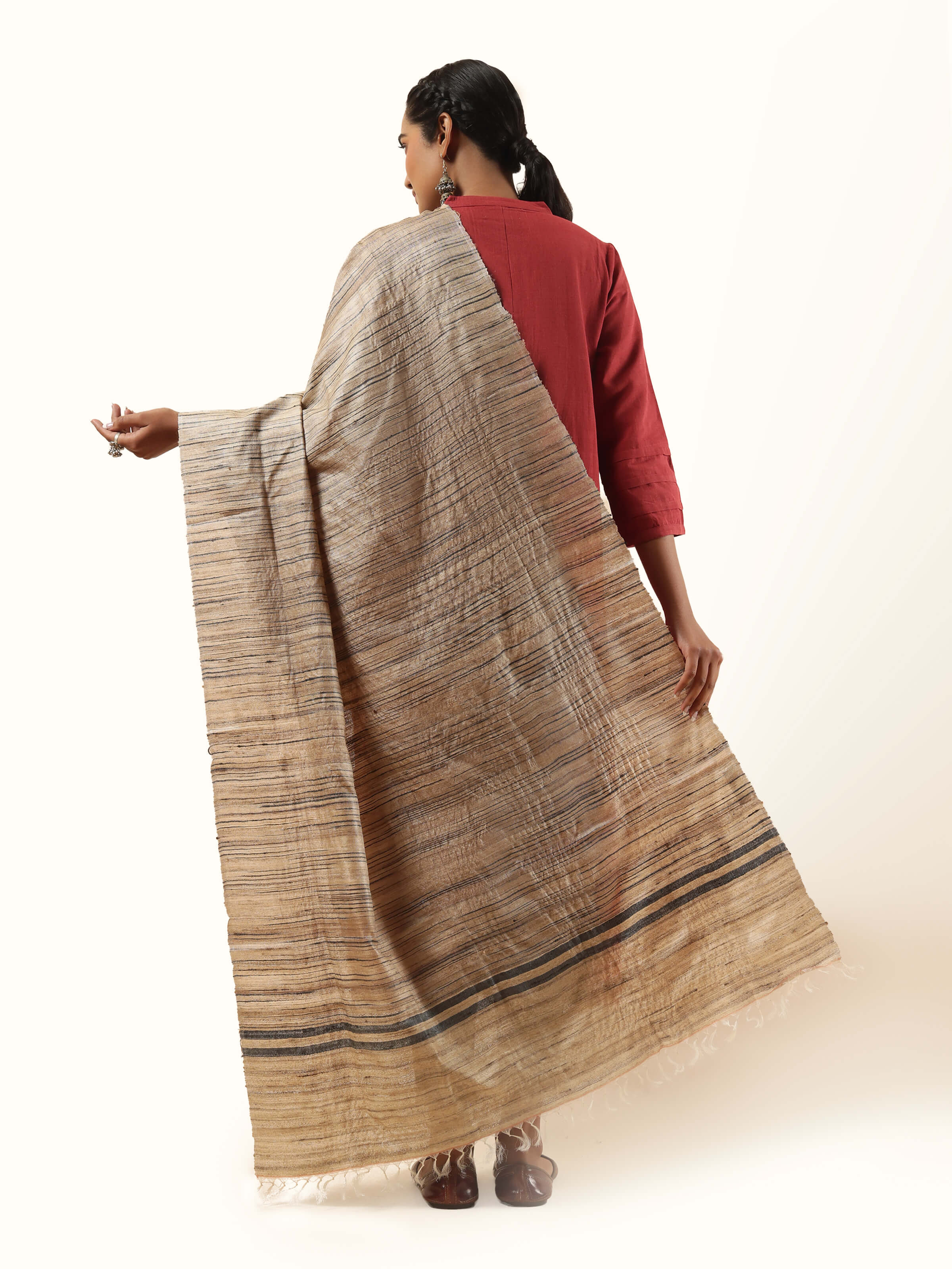 Beige Tussar Silk Dupatta