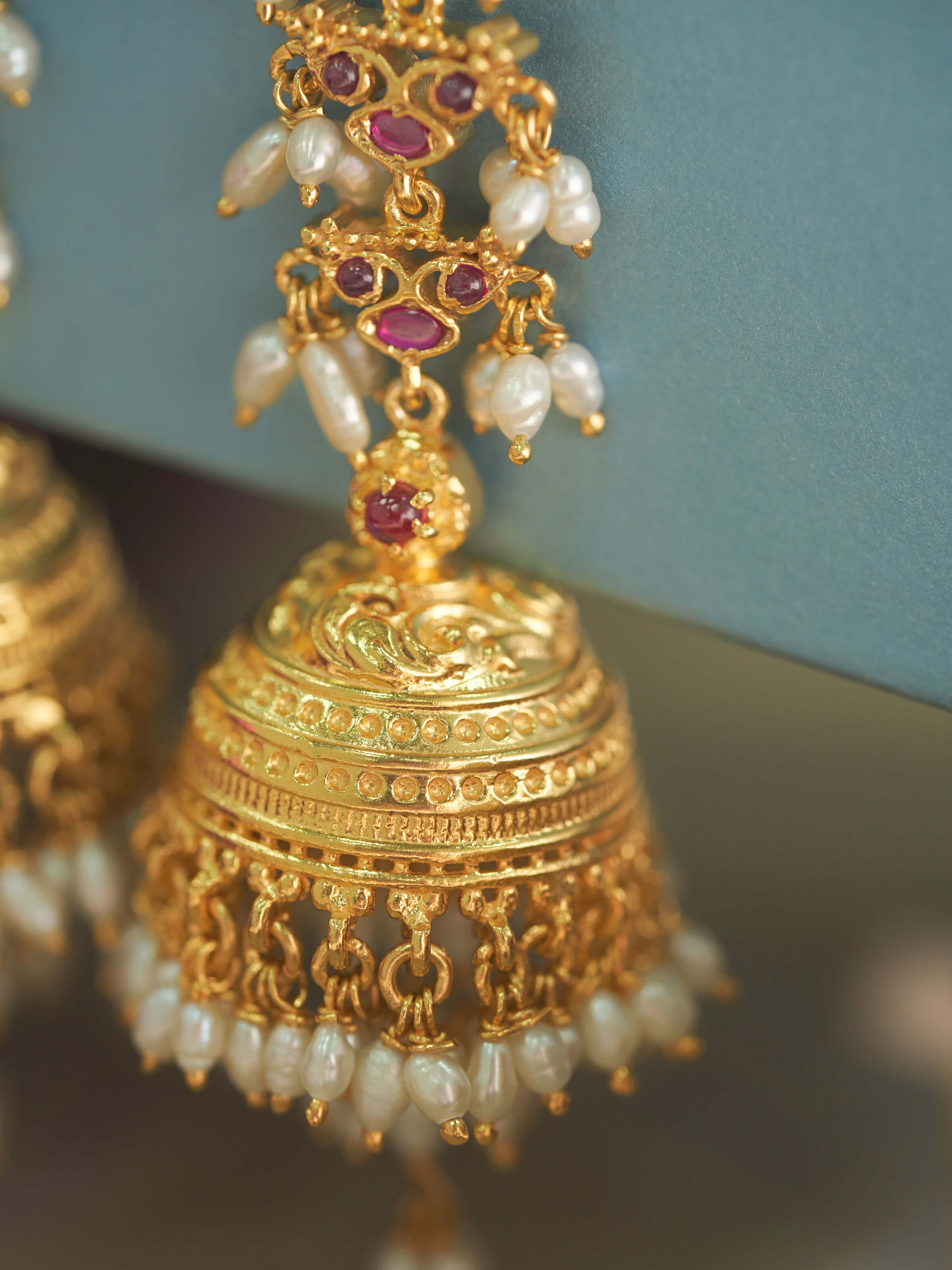 Detailed back view showcasing the clasp and overall structure of the earrings