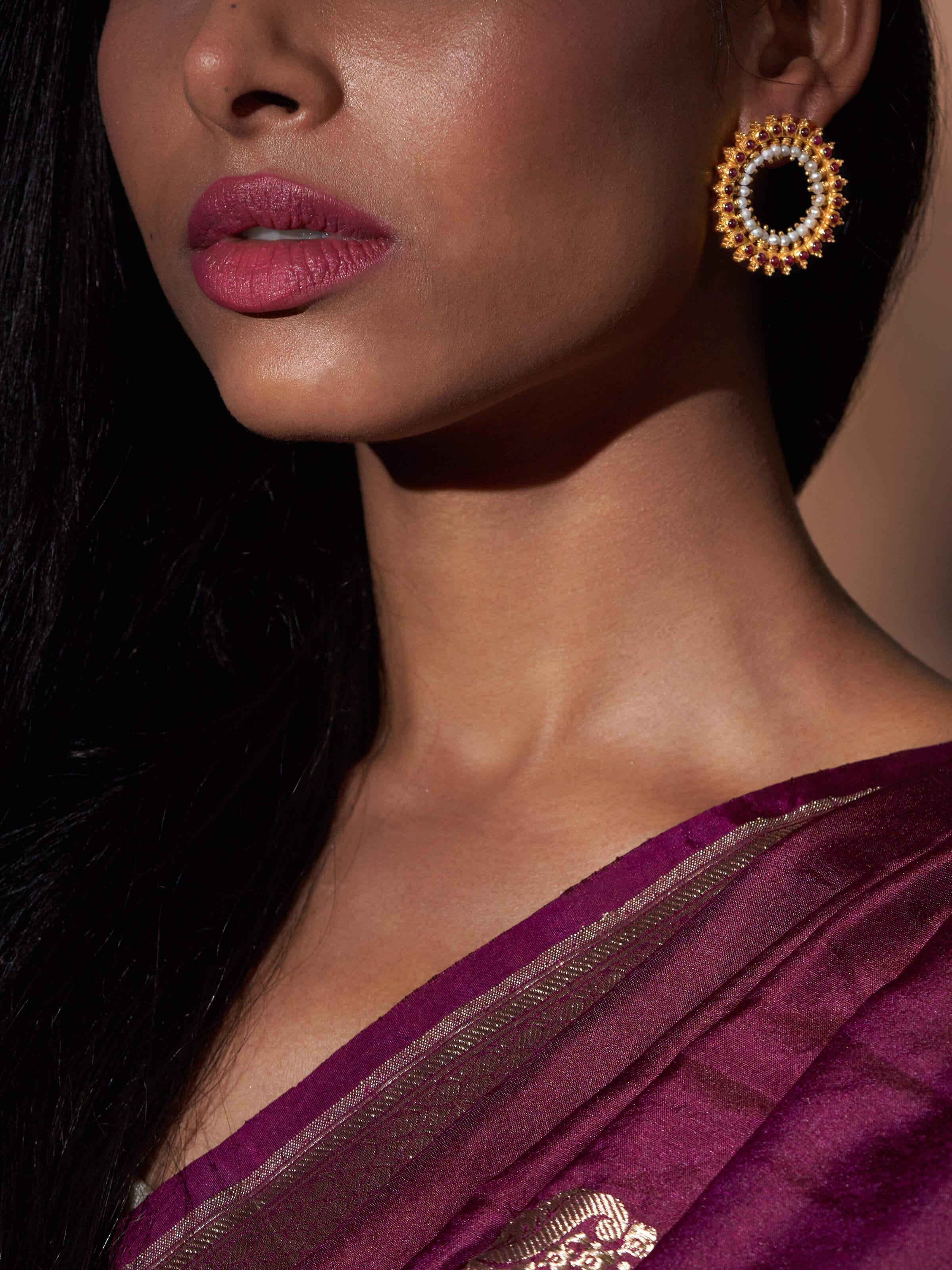 Detailed shot showing design and finish of silver studs