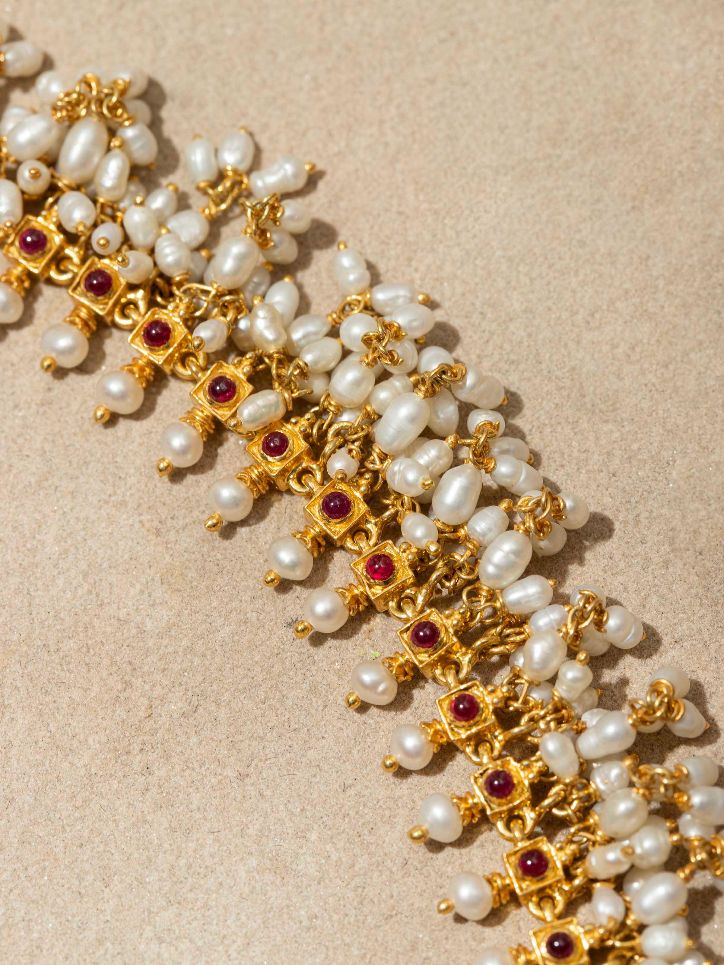 Back view of Guttapusalu Silver Long Necklace showing the clasp and overall design.