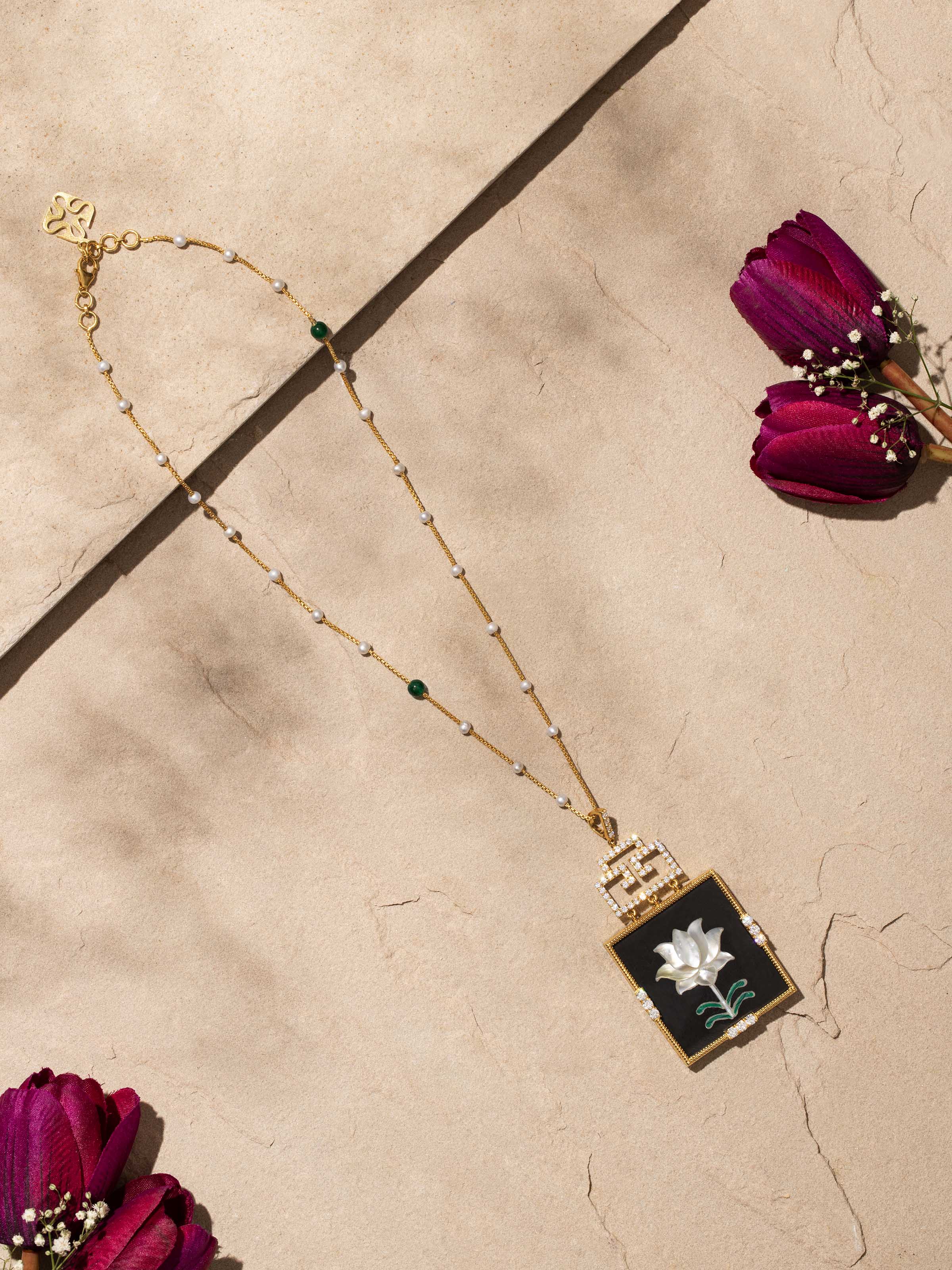 Close-up view of Pacchikari silver pendant & chain showcasing intricate silver design and craftsmanship.